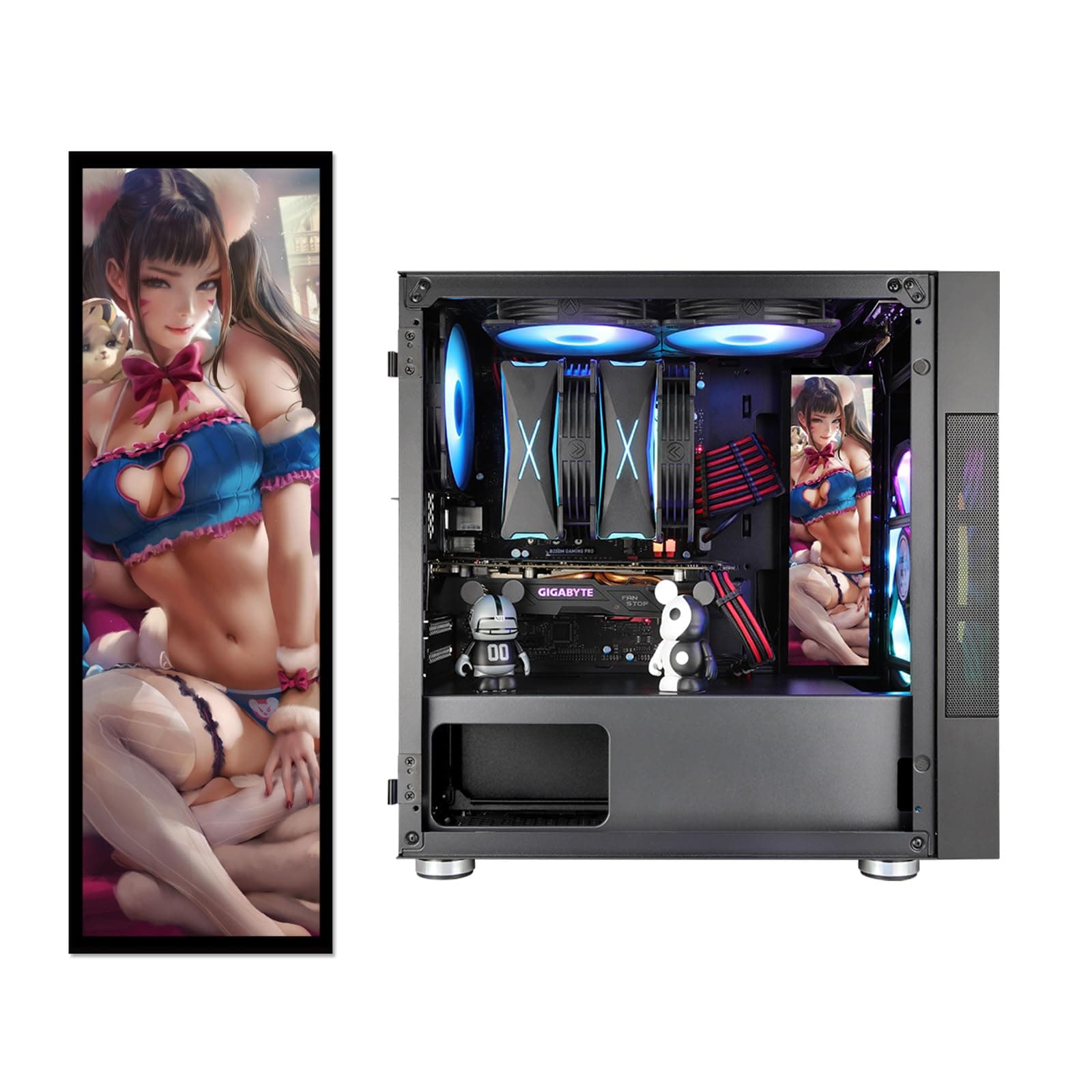 Vetroo Acrylic Display Board W/ Led Lights For Computer Pc Case Decor Full Hd 2K Multi-Mode Function 9.8" X 3.1" (Vertical, A6)