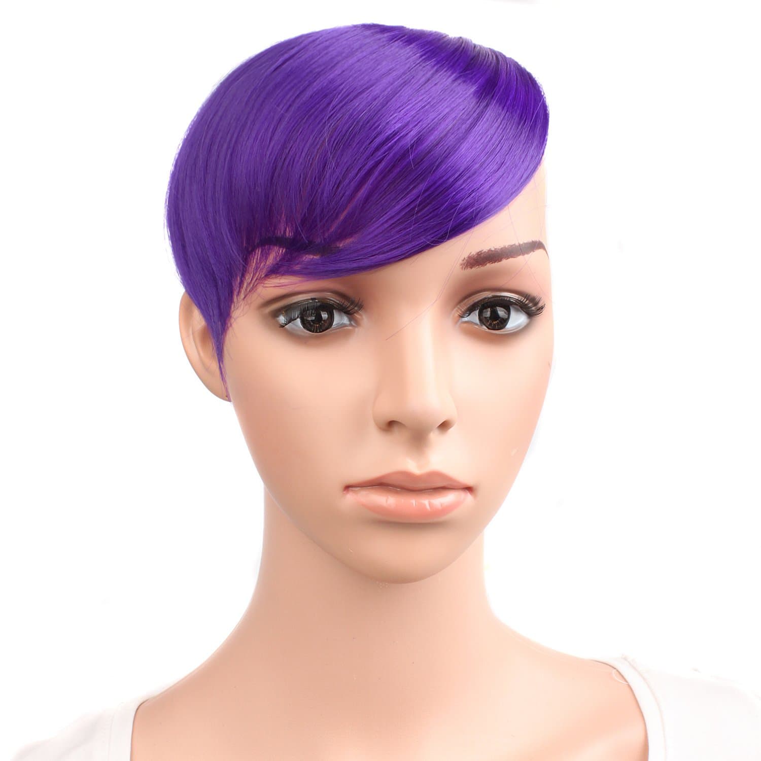 MapofBeauty 9"/22cm Clip in Oblique Bangs Hair Extensions Hair Accessories (Dark Royal Purple)