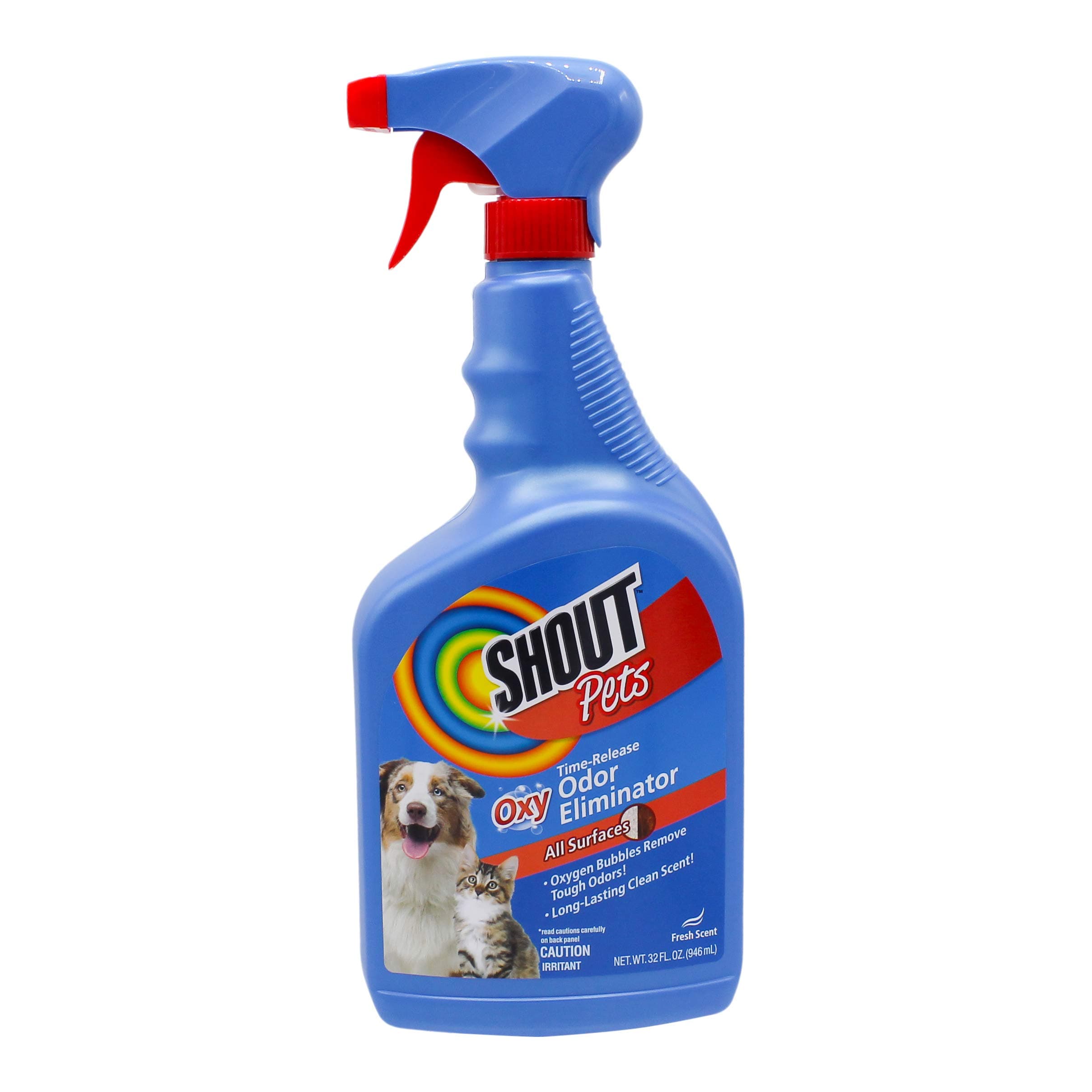 Shout for Pets Turbo Oxy Time-Release Odor Eliminator Spray | Carpet Cleaner and Stain Remover in Clean Scent, 32 Ounces | Easy Way to Neutralize Pet Odors