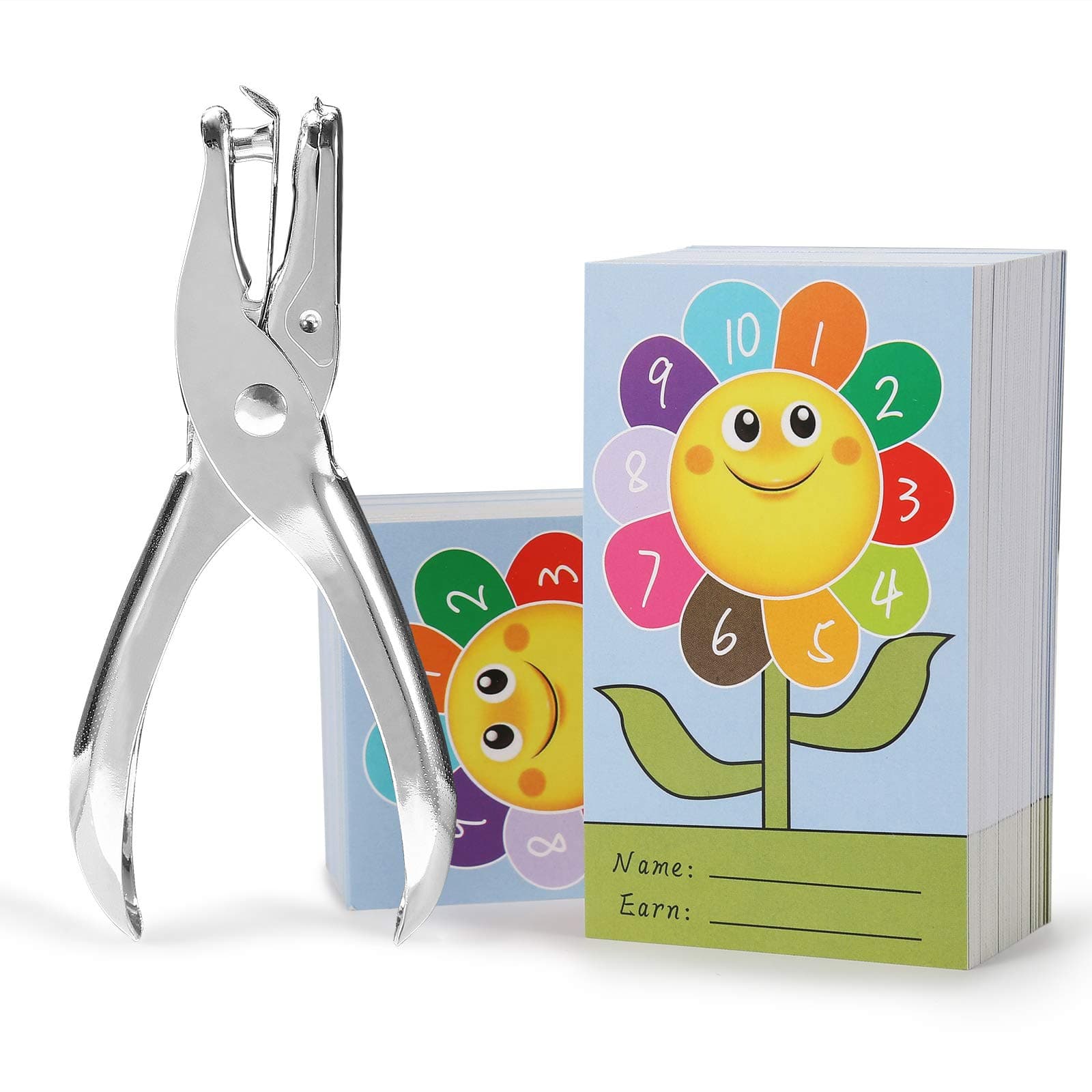 ONEDONE Reward Punch Cards for Kids 200 Pack w/ Hand Punch