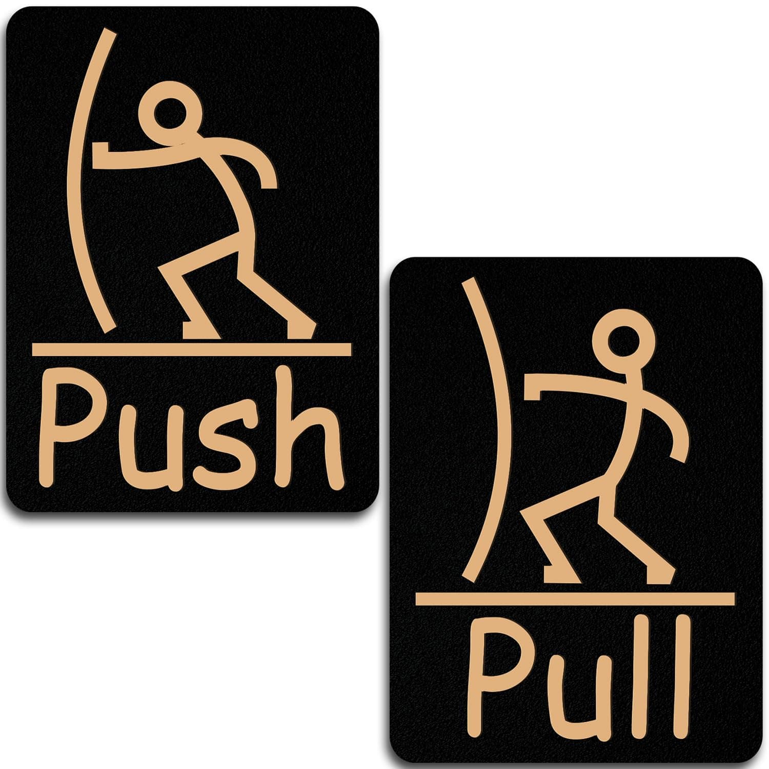 Fun Push Pull Door Sign (Black-Gold)