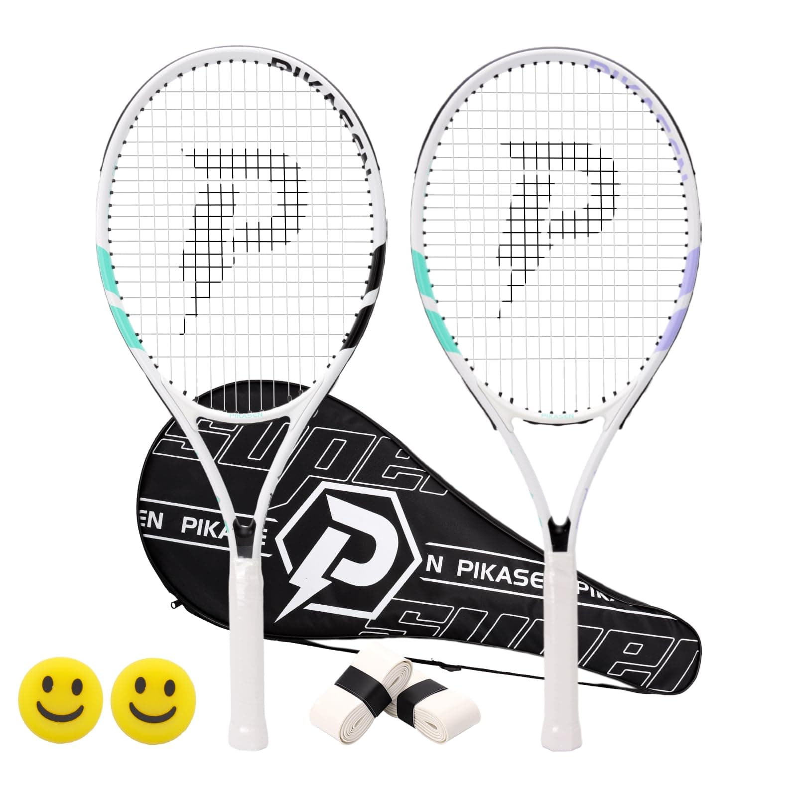 27 Inch Tennis Rackets for Adult Recreational 2 Players Tennis Rackets Set with 2 Overgrips and 1 Tennis Bag. Perfect for Beginners and Students Training