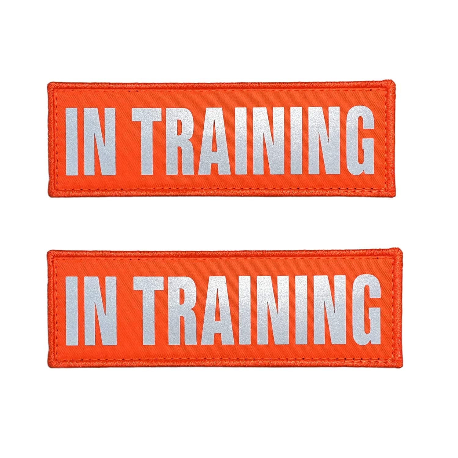 JUJUPUPS Orange Reflective Dog Patches 2 Pack Service Dog,in Training,DO NOT PET,Patches with Hook and Loop for Vests and Harnesses(in Training, 5x1.5 inch)