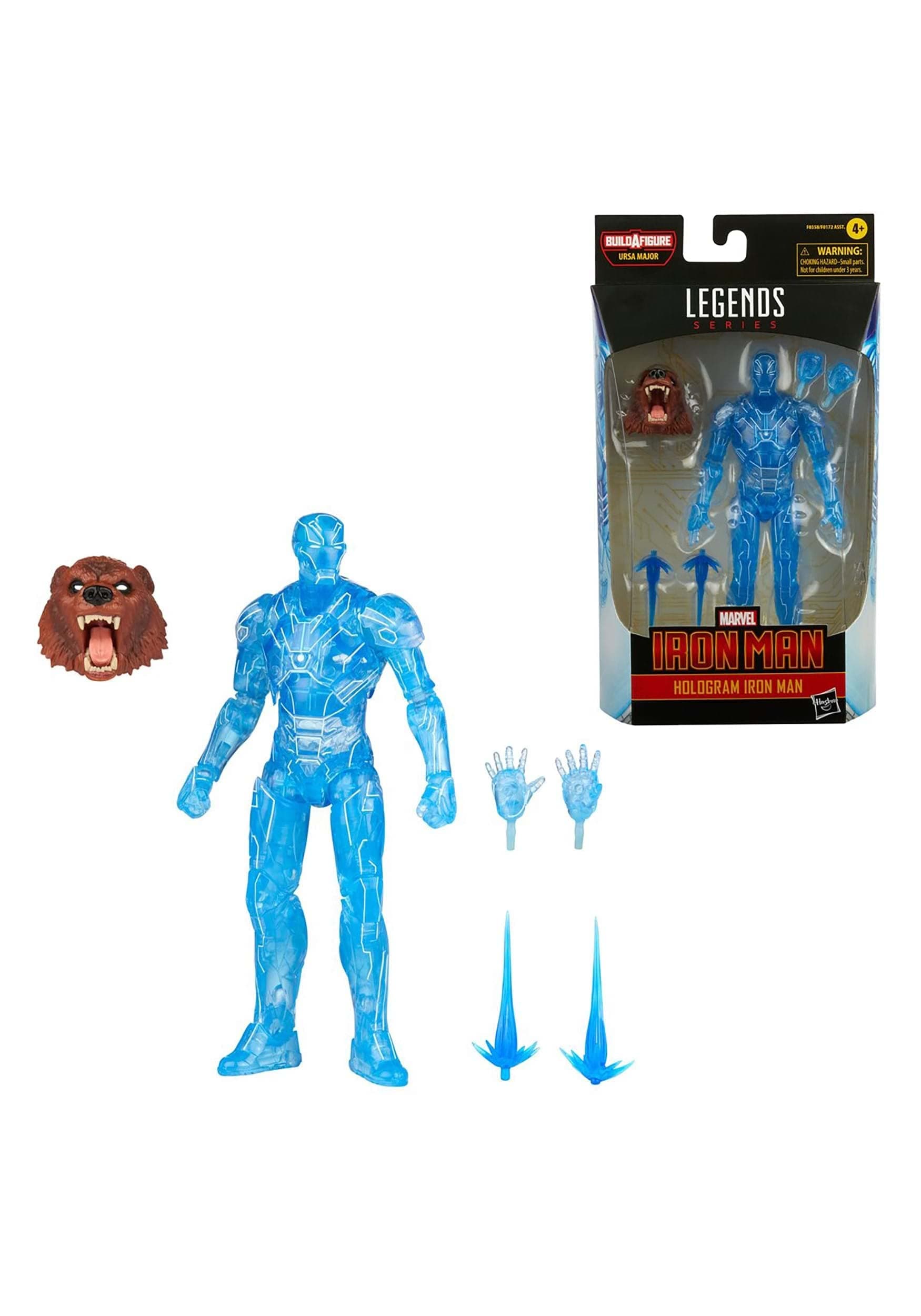 Marvel Hasbro Legends Series 6-inch Hologram Iron Man Action Figure Toy, Premium Design and Articulation Includes 2 Accessories and 1 Build-A-Figure Part Multicolor, F0358
