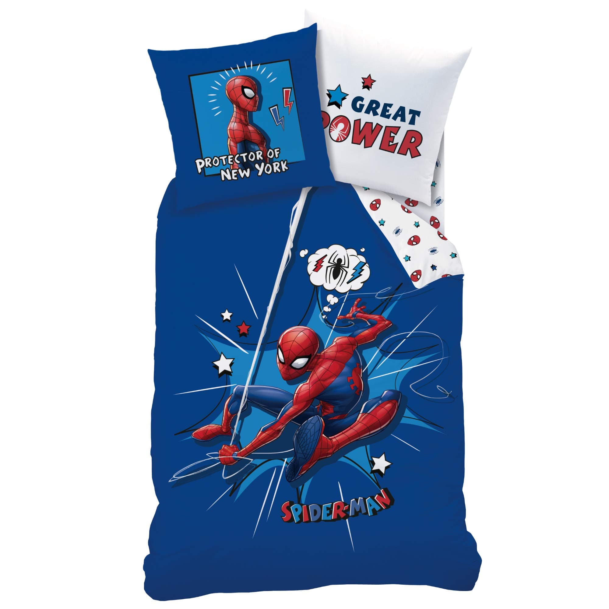 Spiderman children's reversible bed linen set, 135 x 200 cm, 80 x 80 cm, linon fabric, 100% cotton