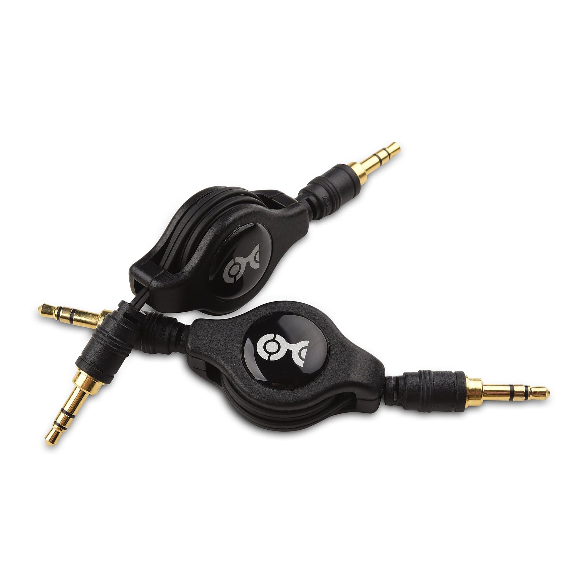 2-Pack Gold-Plated Retractable Aux Cable - 2.5 Feet