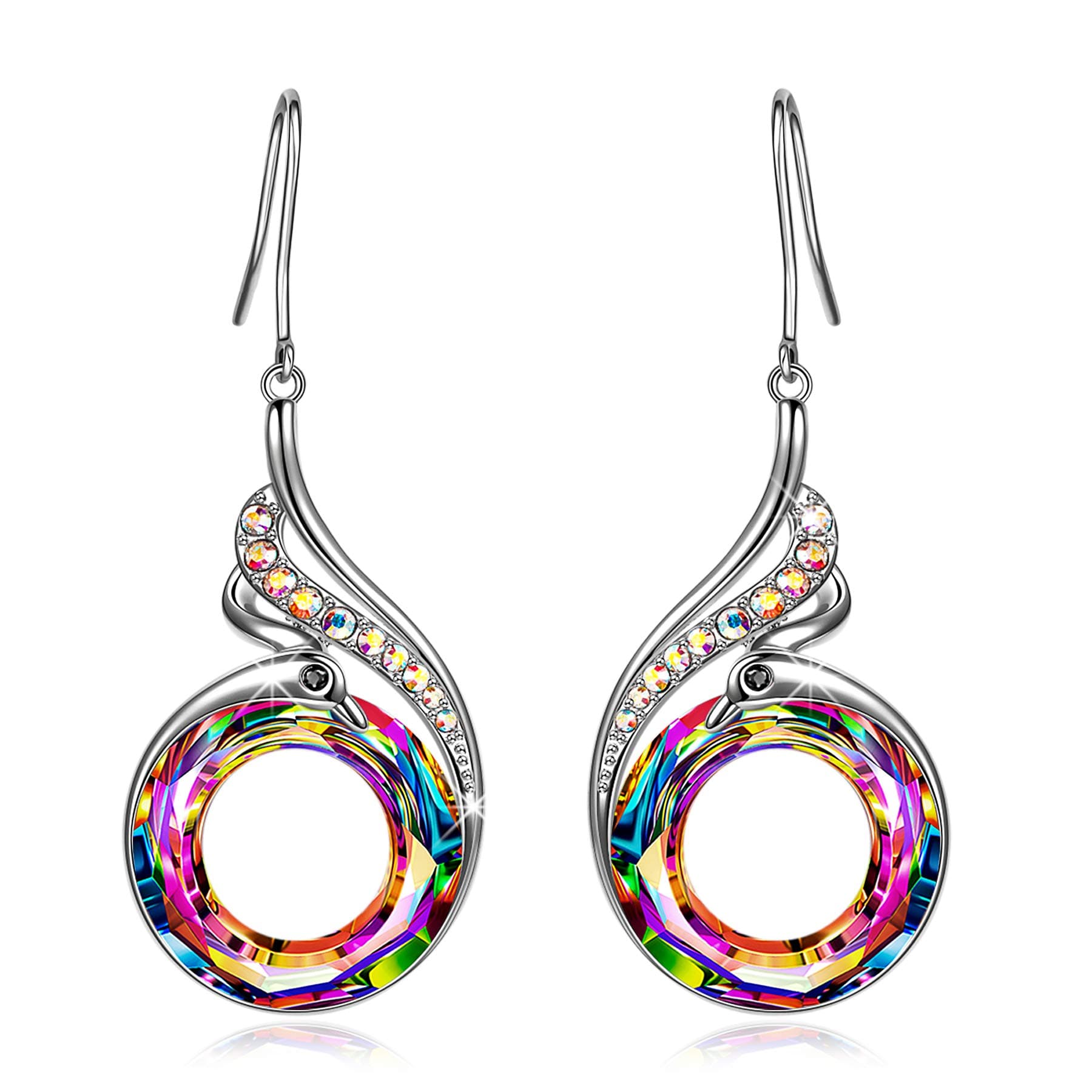 Kate Lynn Earrings for Women Nirvana of Phoenix Dangle Made with Crystals from Austria, Graduation Birthday Gift with Jewelry Box 1.1" 0.6", Symbol of Luck and Renewal