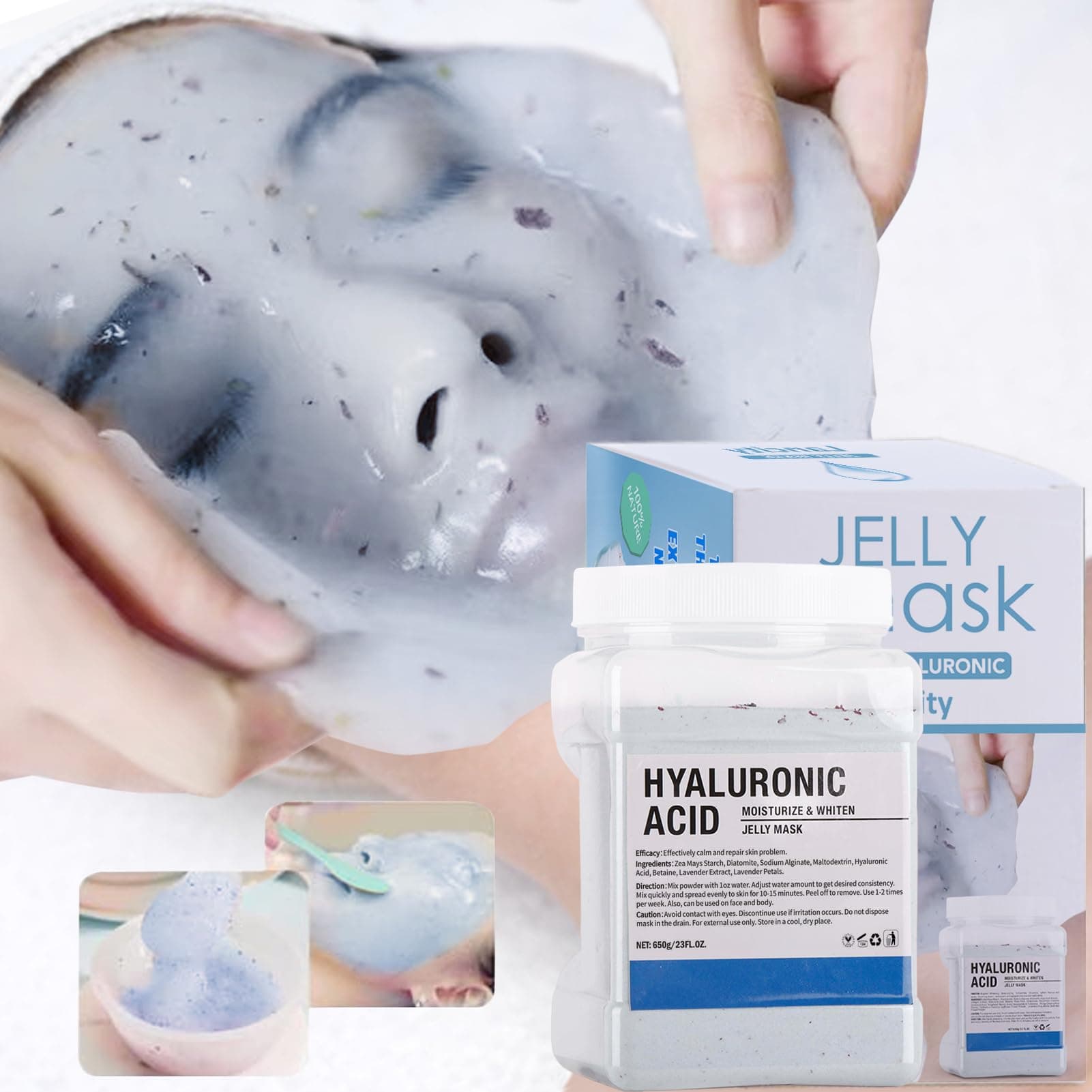 yordhg Jelly Mask Powder for Facials Professional Natural Gel Powder jelly Mask Peel Off Face Masks SkinCare, Moisturizing & Hydrating 23 Fl Oz (Hyaluronic Acid)