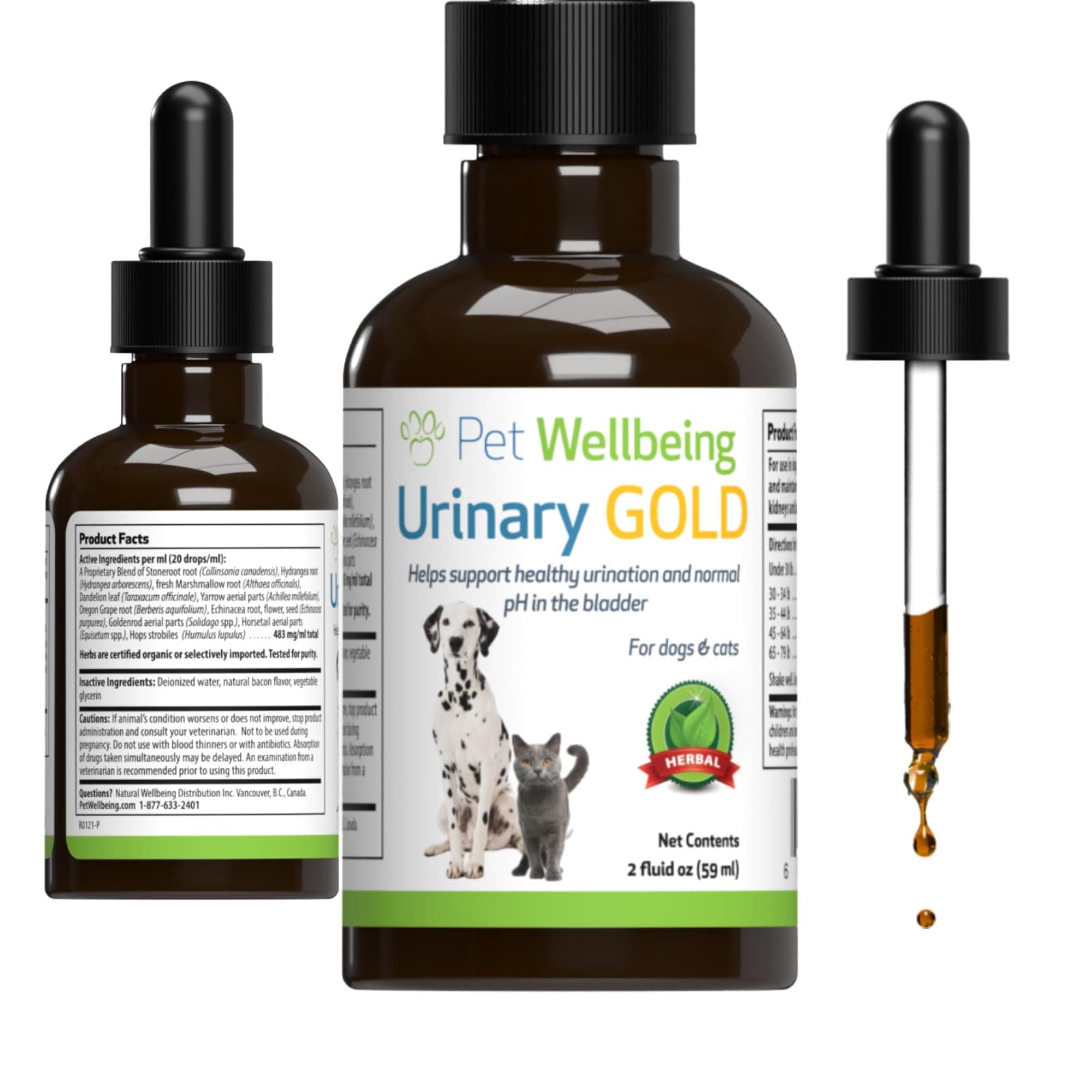Urinary Gold for Dogs - Supports Urinary Tract Health, Normal Frequency, Healthy Immune Response, Stoneroot, Hydrangea - Veterinarian-Formulated Herbal Supplement 2 oz (59 ml)