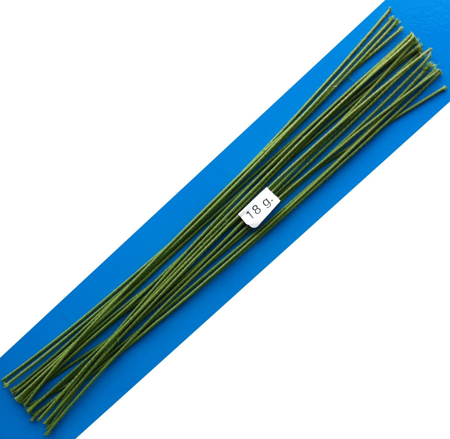 18 Gauge Green Cotton Covered Floral Wire - 20 feet per Bundle (6.1m) in 12 inch Lengths (30.5cm)