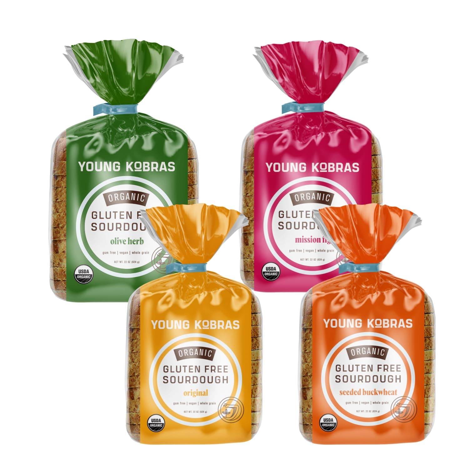 Organic, Gluten-Free Sampler Pack Sourdough Bread 22oz (4-pack) - Allergen Friendly, Vegan, Gum-Free, Simple Ingredients & Made Fresh to Order