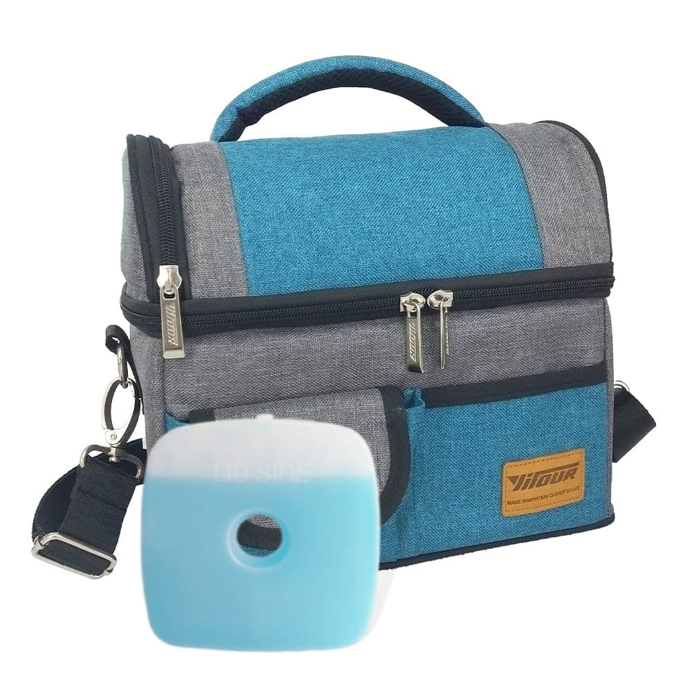 Yitour Insulated Lunch Bags for Women Men - Large Freezable Bento Thermal Meal Prep Dual Compartment Lunch Tote Box Carry Case for Kids Adult Boys with Reusable Ice Gel Pack