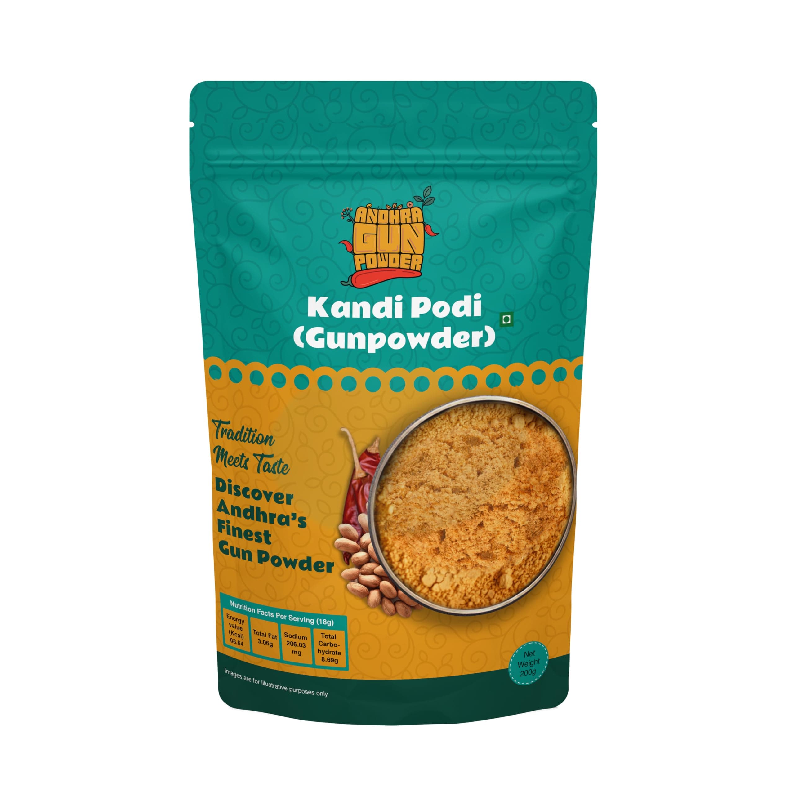 Andhra Gunpowder (Kandi Podi) - 200g | Dosa Idli Powder | Paruppu powder | Gunpowder | Chutney Podi | Putnala podi/mulgapodi powder