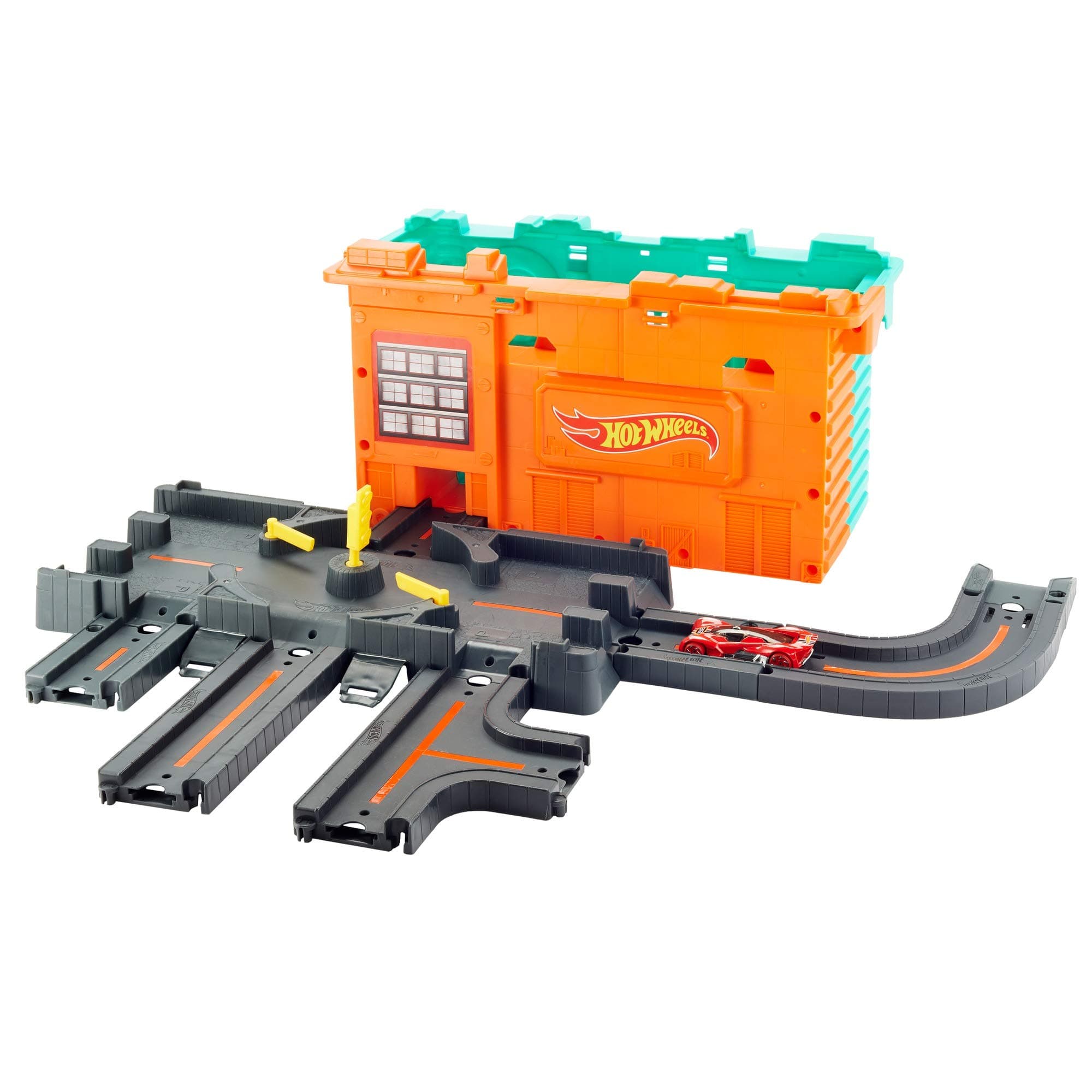 Hot Wheels City Town Center Play Set Idea for Ages 4 to 8 Years 2-Sided with Mechanic Shop, Roundabout, Street Lights Connects to Other Sets