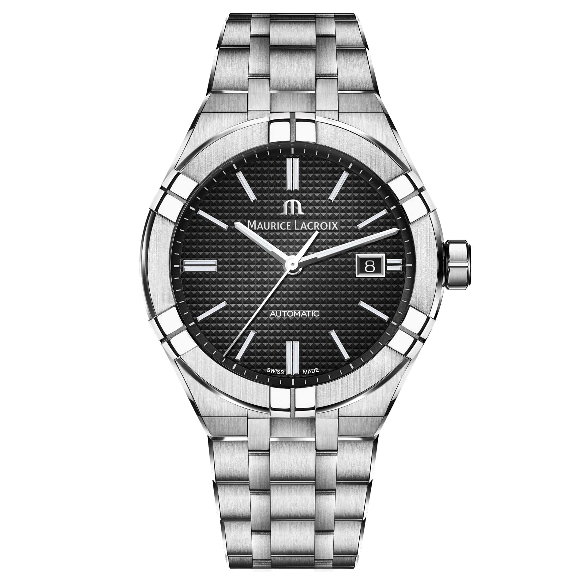 Maurice Lacroix aikon Gents Automatic Watch, 42mm, Steel Bracelet, 20 ATM, silver-black, Classic