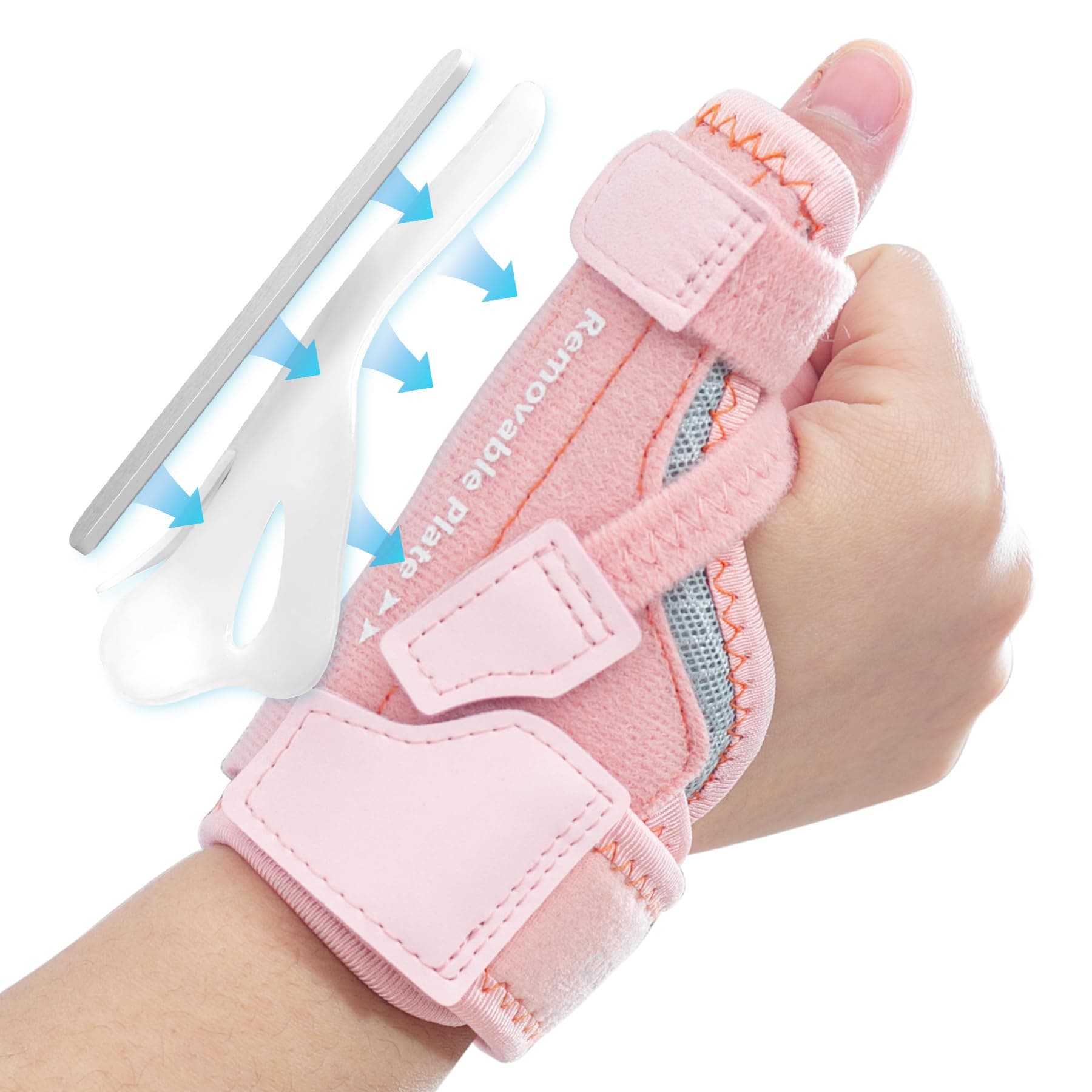 New Upgraded 2 in 1 Thumb Brace, Removable Thumb Spica Splint Left Right Hand with 3 Level Stability, Reversible Thumb Support for CMC, De Quervain’s Tendonitis, Trigger Thumb (M/L, Pink)