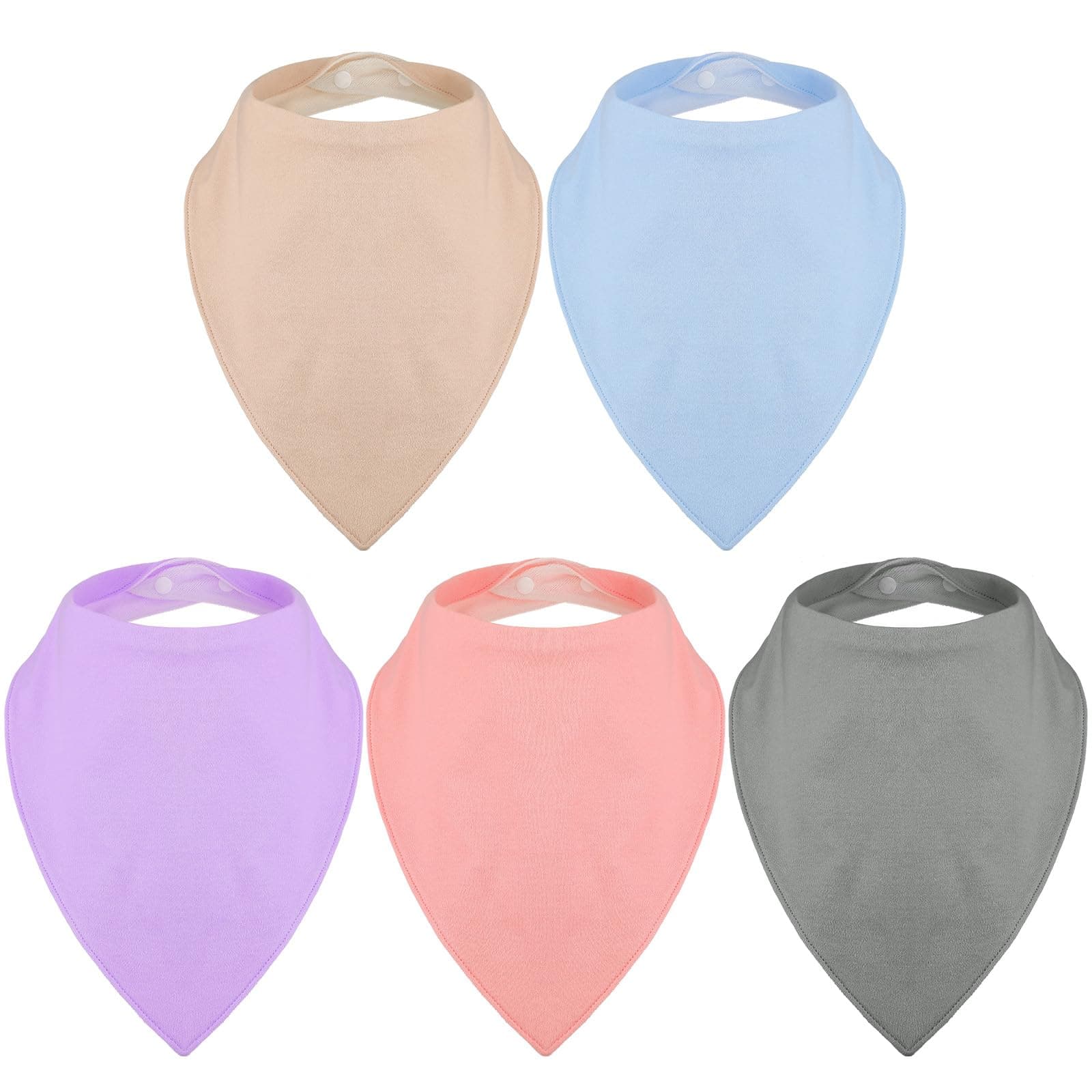 5 Pack Adult Drool Bandana Bibs Soft Large Absorbent Bibs Set for Special Needs Waterproof, Kids 4+ Years, Teens, Men Women(Gray, Blue, Beige, Pink, Purple)