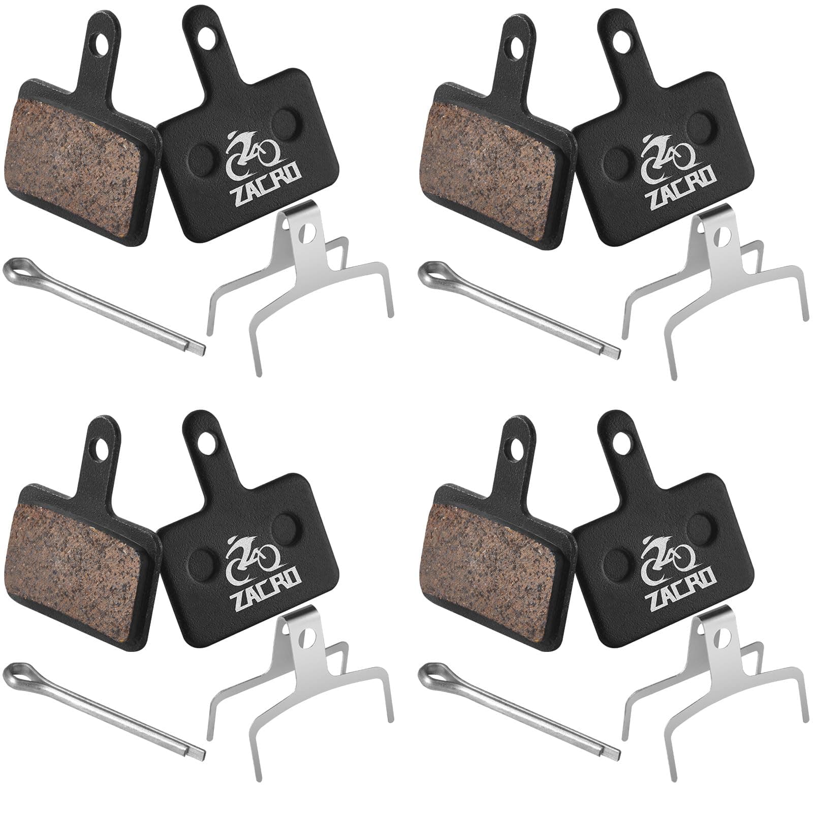 Zacro 2/4 Pairs Bike Brake Pads, Ceramic Bicycle Disc Brake Pads Fit for Tektro Shimano TRP Deore Br-M575 B01s Mt200 M525 M515 T615 T675 M505 M495 M486 M485, Mountain MTB Ebike Brake Pads Replacement