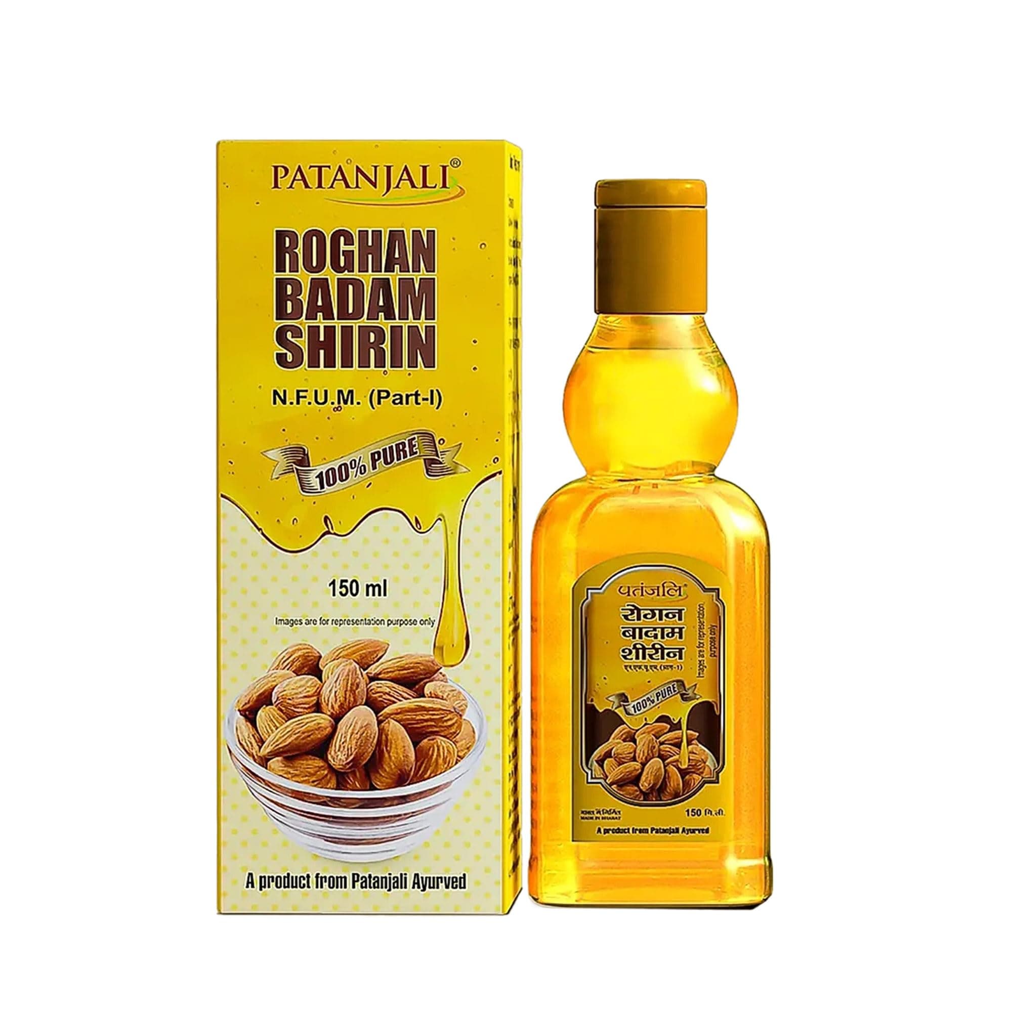Patanjali Rogan Badam Oil 150ml, Pure Almond Oil for Hair & Skin Care