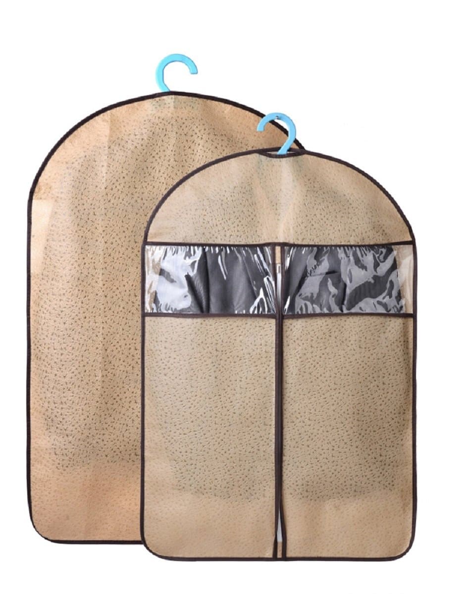 Kamabags Pack of 4 Breathable Garment Suit Cover Zipper Bags, Safe Storage for Suits Etc. (Beige, 23.62 x 34.64 inch)