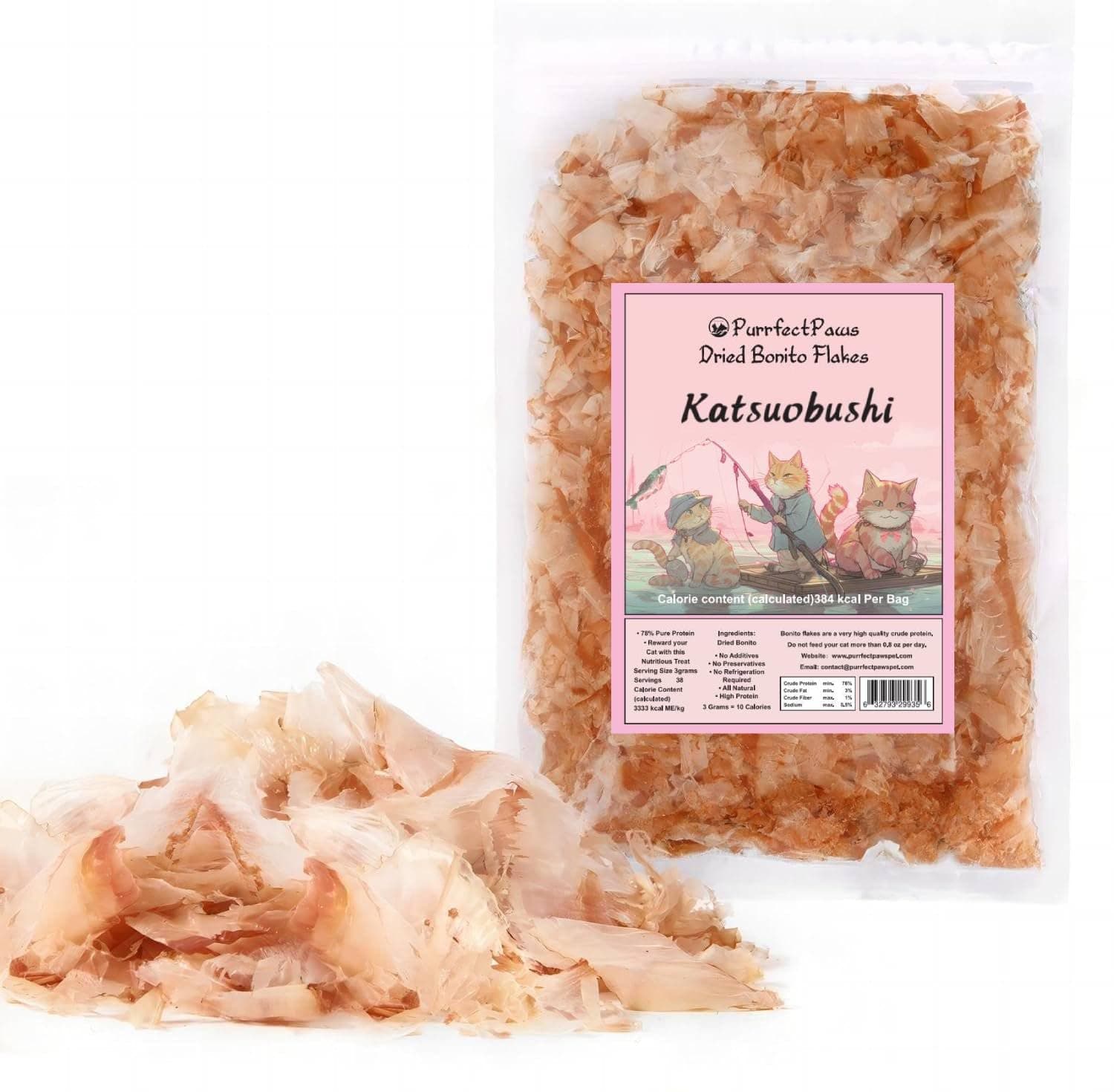 Purrfect Paws Premium Dried Bonito Flakes: Delicious Treats for Dogs & Cats - All-Natural and High in Protein - 4oz Bag