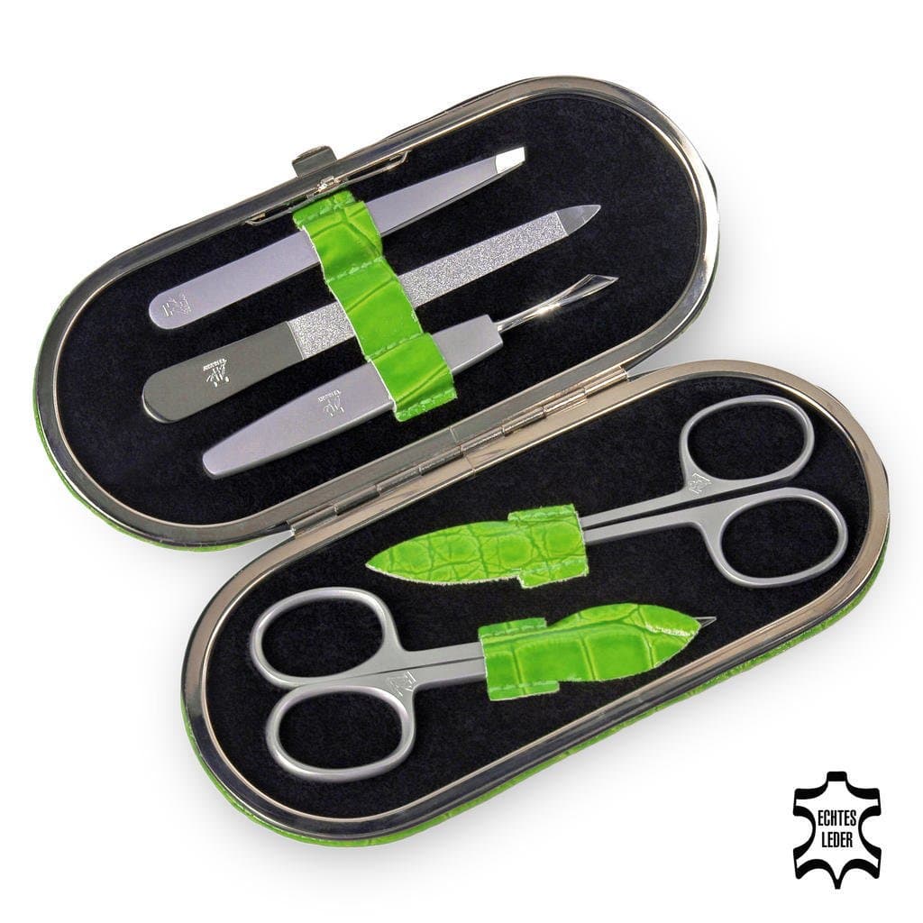 SACHER 5 pcs. manicure set/Maniküren/green, leather/handmade in Germany