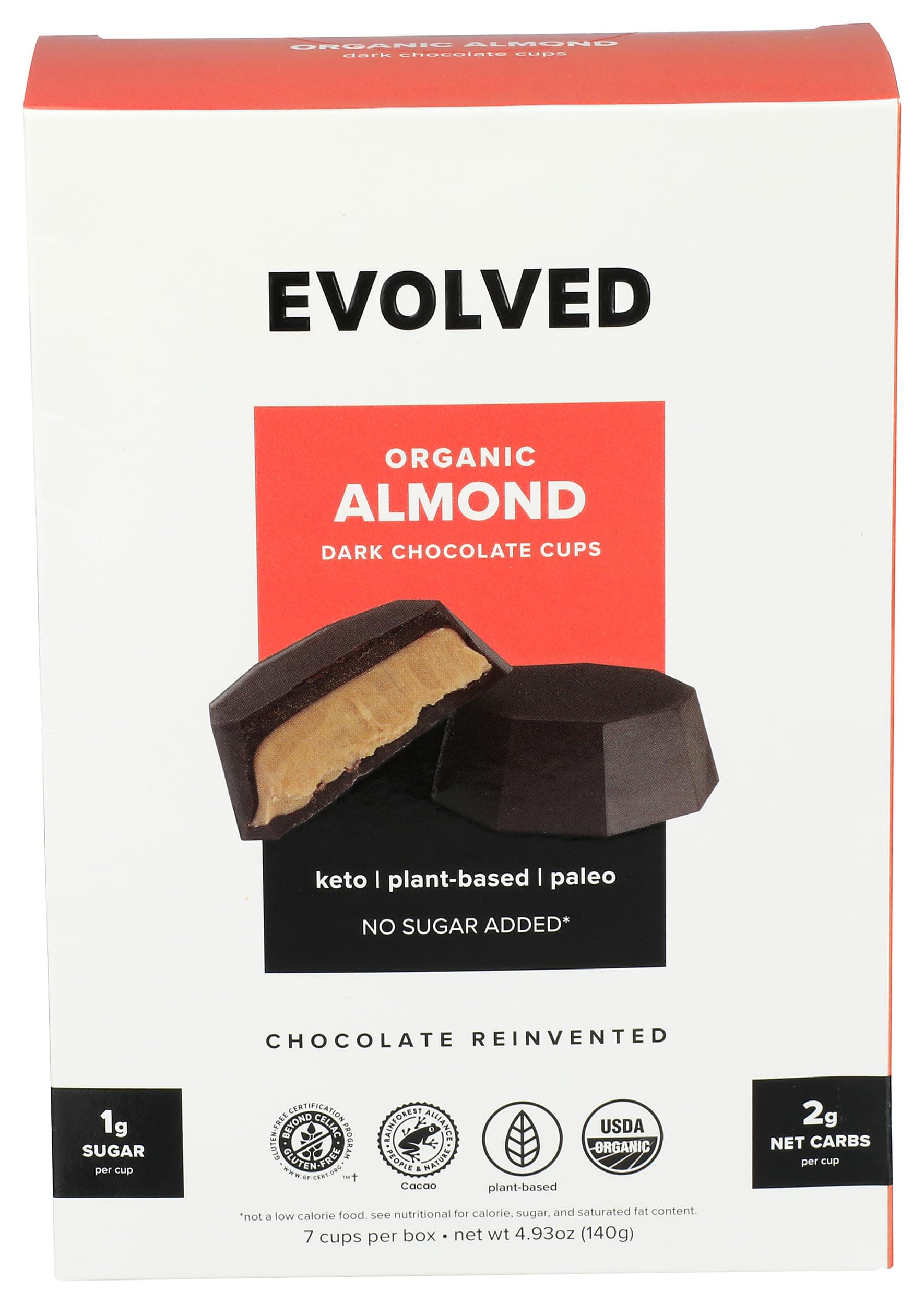 Evolved, Cups Keto Almond Butter Organic 7 Count, 4.93 Ounce