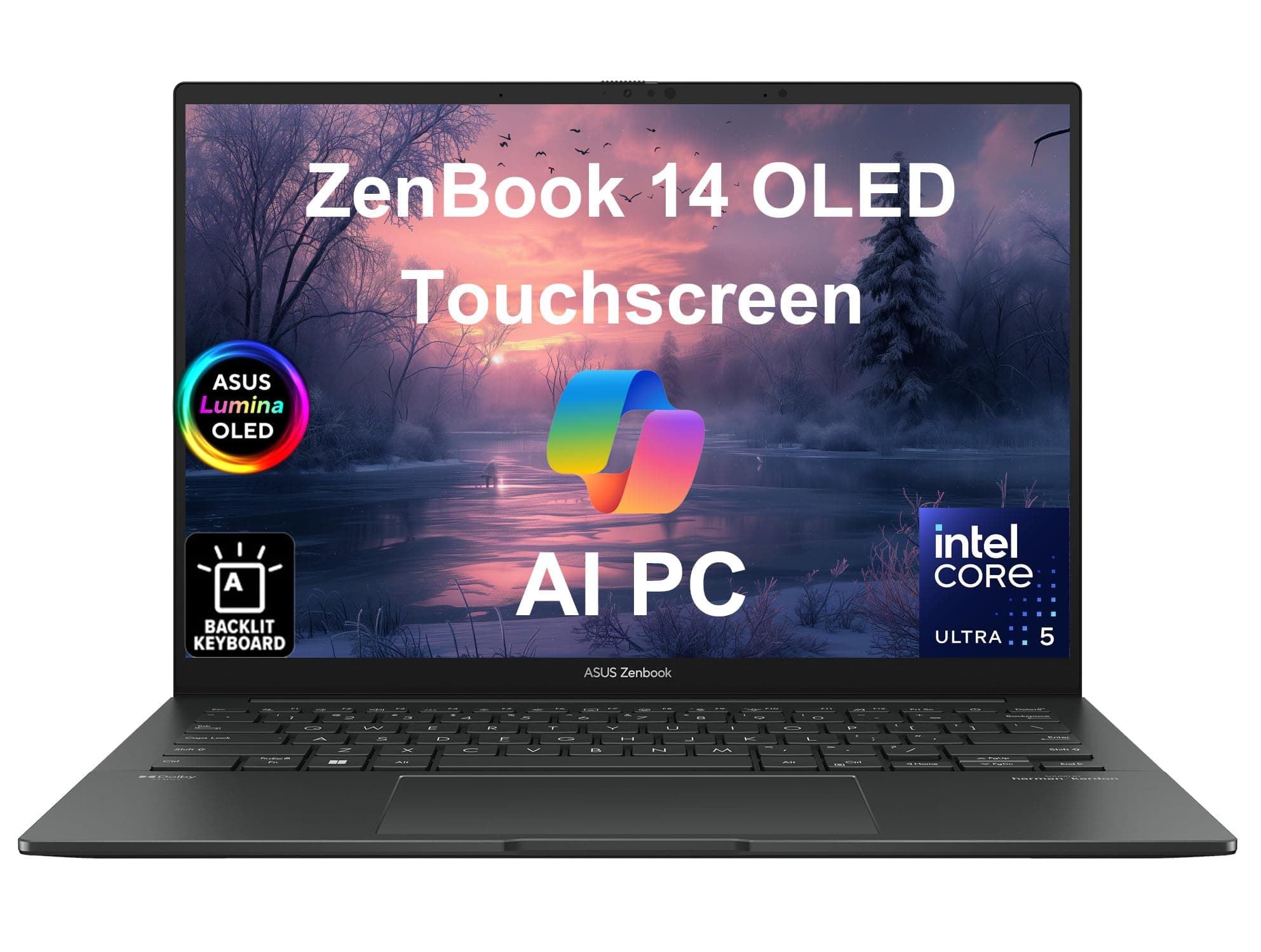 ASUS ZenBook 14 OLED Q415 Business Laptop (14" FHD+ Touchscreen, Intel 14-Core Ultra 5 125H (> i7-1360P), 8GB DDR5 RAM, 512GB SSD) AI PC, 15-Hr Long Battery Life, FHD Webcam, Win 11 Home w/AI Copilot