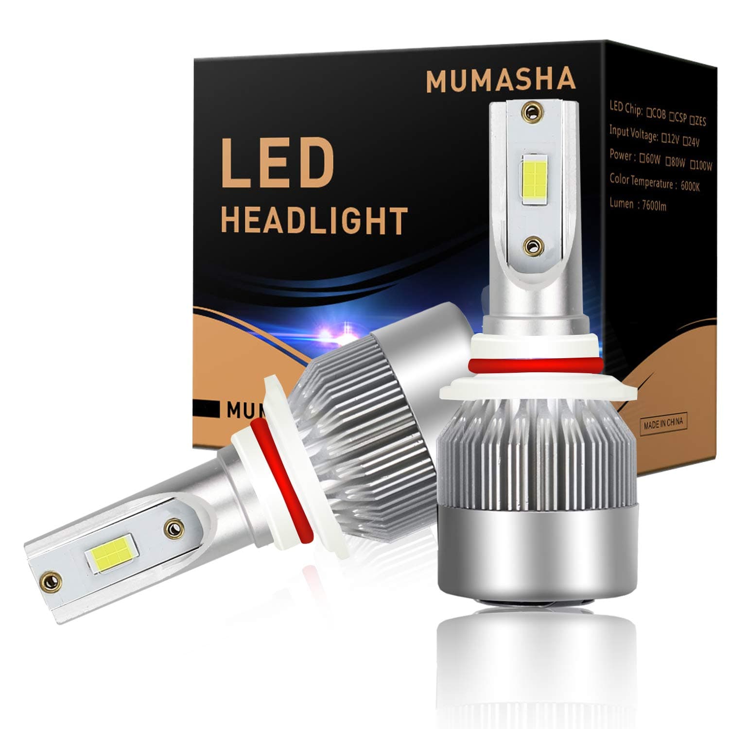 Simpo LED Headlight Bulbs Headlight bulb 9005 Hb3 All-in-One Conversion Kit Led headlights with 6pcsX2 of CSP Chips 10,000 Lm 6500K Cool White Beam Bulbs IP68 Waterproof