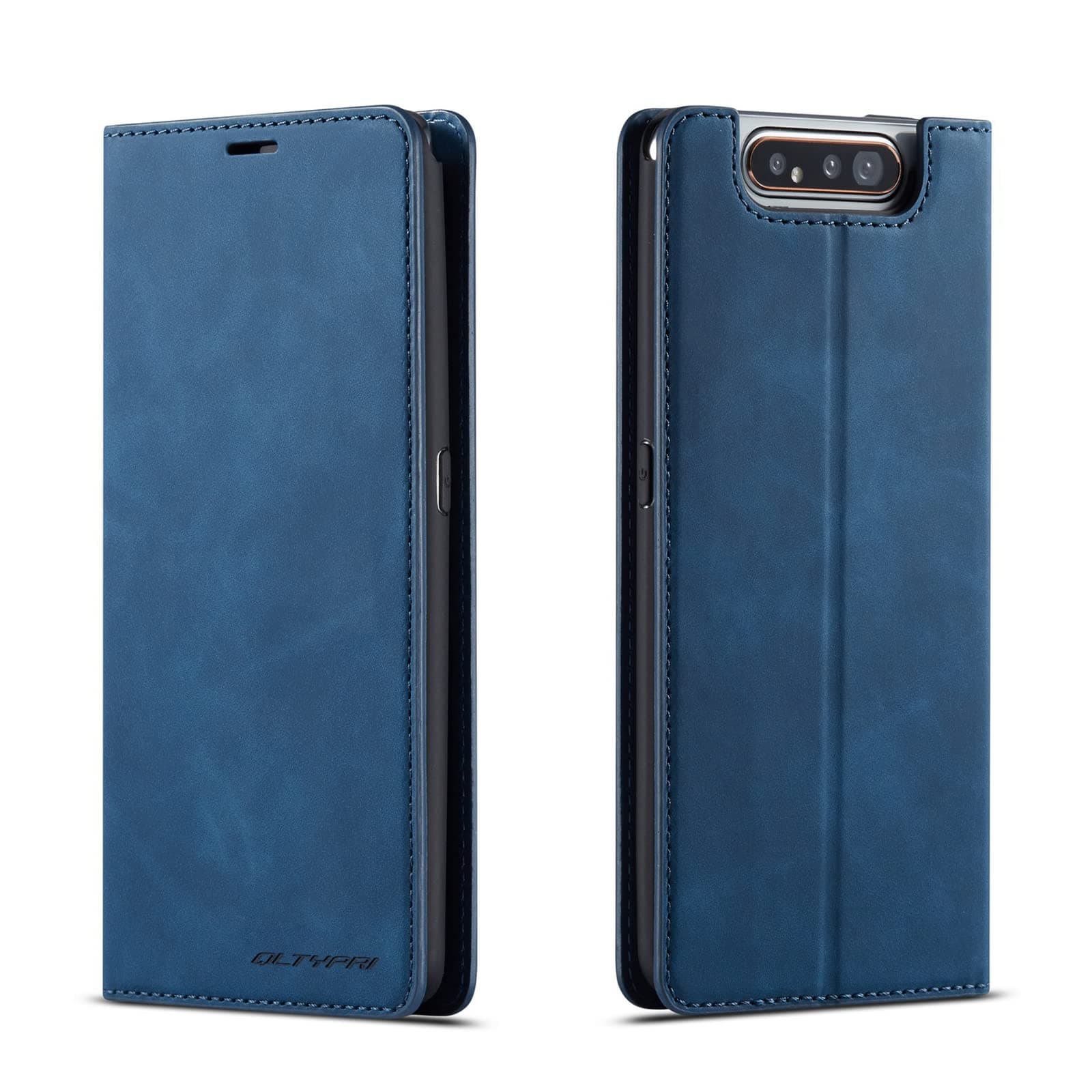 Case for Samsung Galaxy A80 A90, Premium PU Leather Cover TPU Bumper with Card Holder Kickstand Hidden Magnetic Adsorption Flip Wallet Case Cover for Samsung Galaxy A80 A90 - Blue