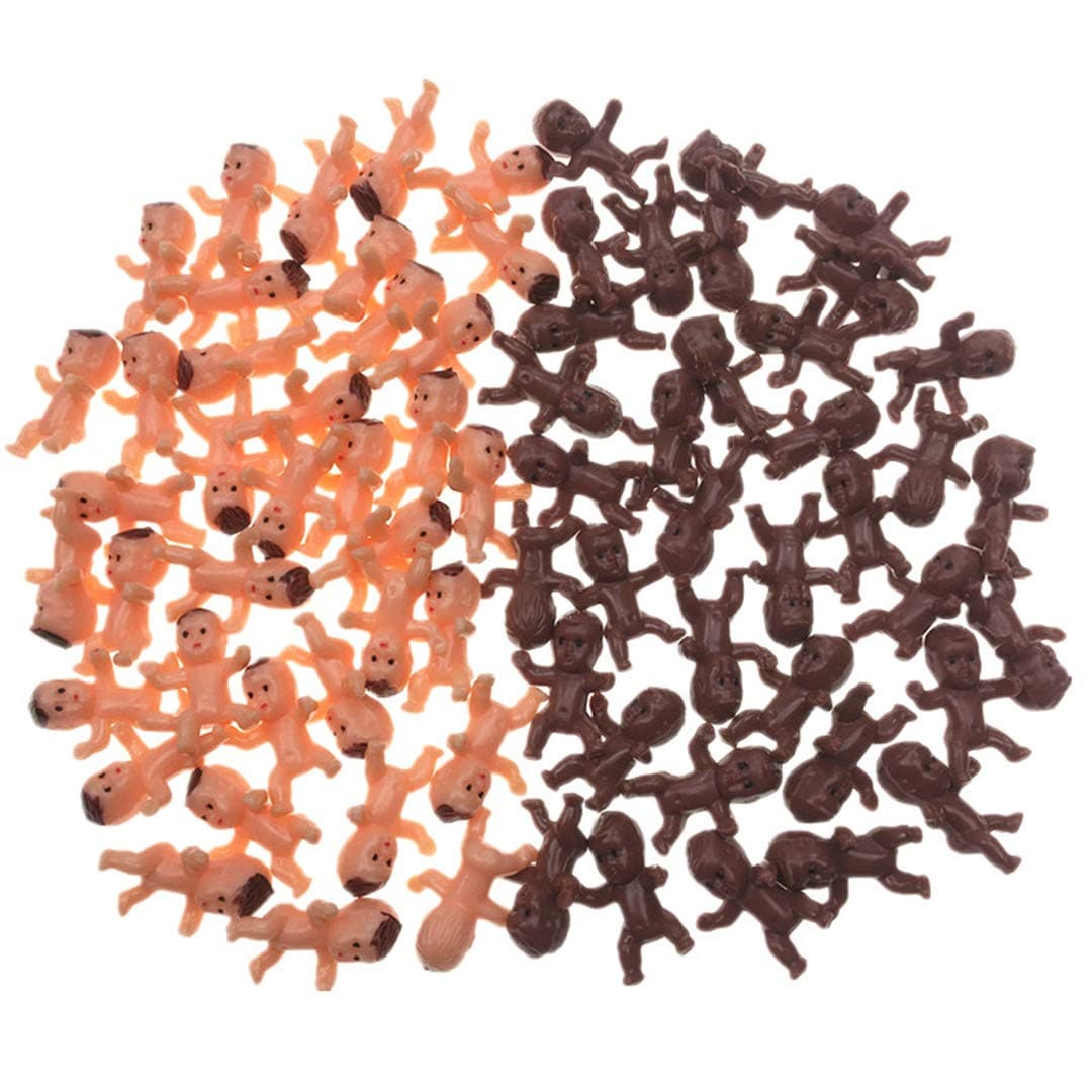 JUXINDA 72 Baby Shower Ice Cube Game Mini Plastic Baby/Party King Cake/King Cake Baby/King Cake Baby/Plastic Baby Non-Edible Cake Toppers(Latin+Black)