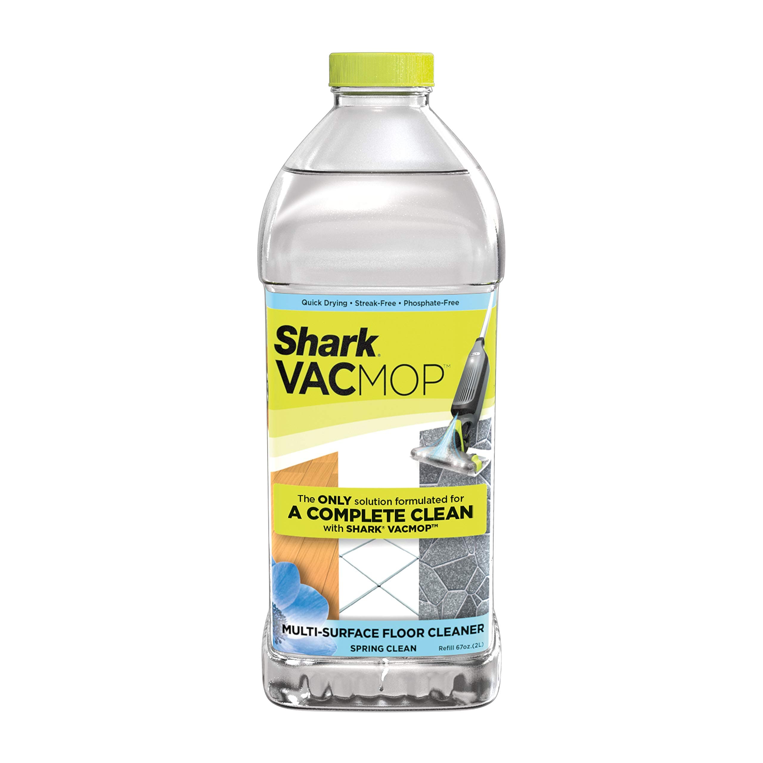 VACMOP Multi-Surface Cleaner Refill 2L Bottle, Compatible with VM252 & VM180, Cleans & Disinfects Sealed Finished Floors, Stone, Laminate & Tiles, Spring Clean Scent, VCM60