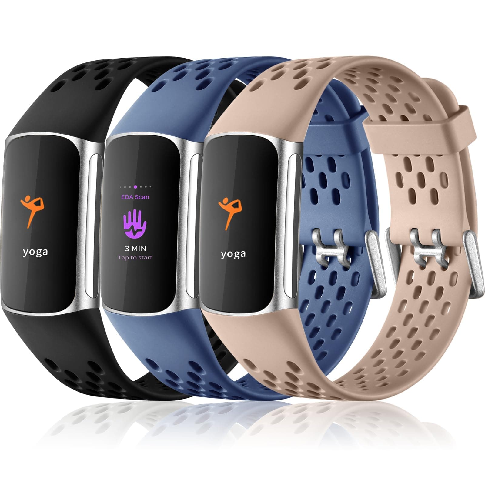 Maledan Compatible with Fitbit Charge 5/ Fitbit Charge 6 Bands Women Men, Breathable Sport Band Soft Waterproof Replacement Wristbands Strap for Fitbit Charge 5/ Charge 6 Advanced Fitness Tracker