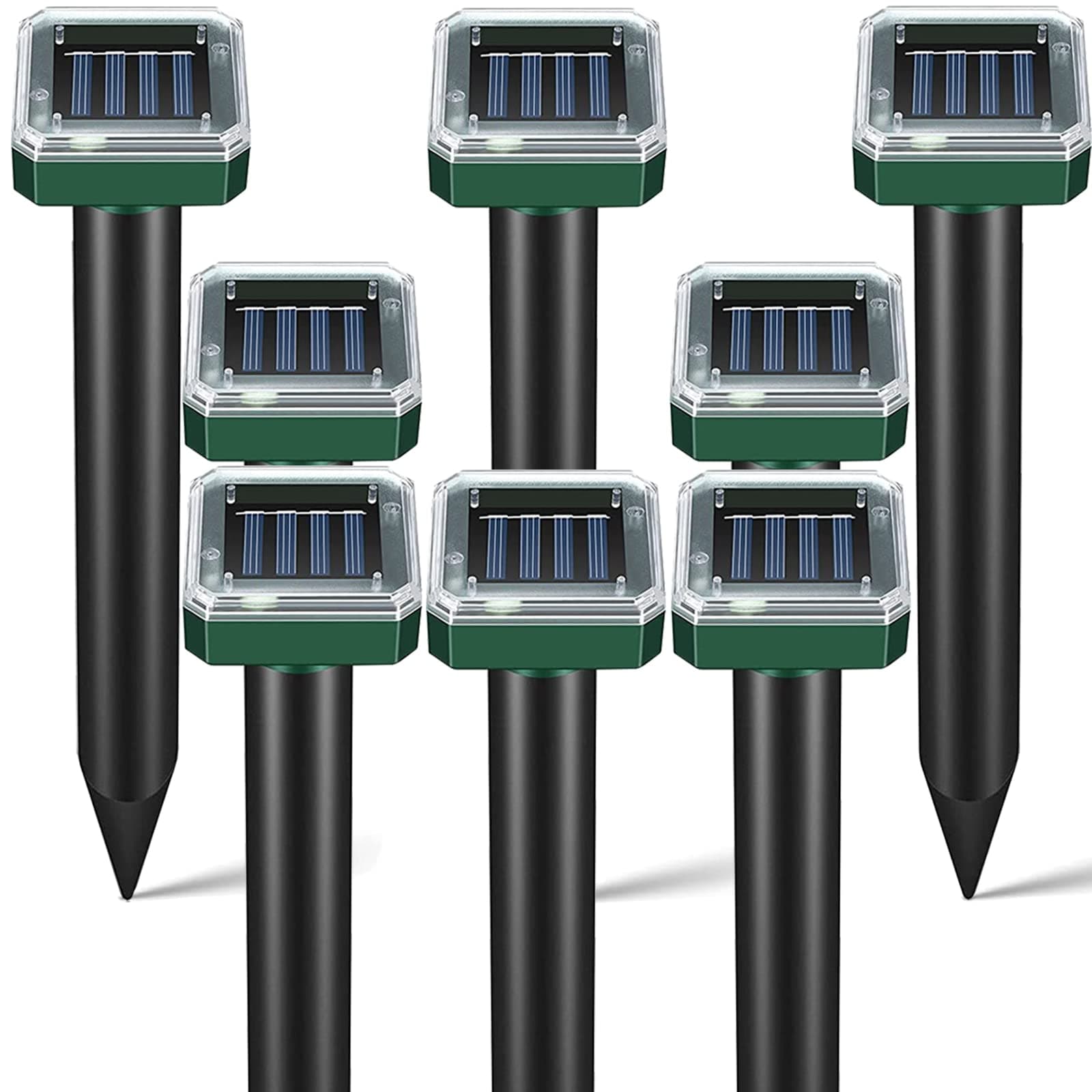 Snake Repellent Mole Repellent Solar Powered 8 Pack Squirrel Gopher Repellent IP44 Waterproof Ultrasonic Rodent Repellent and Deterrent Mole Trap Killer for Your Yard,Farm,Garden