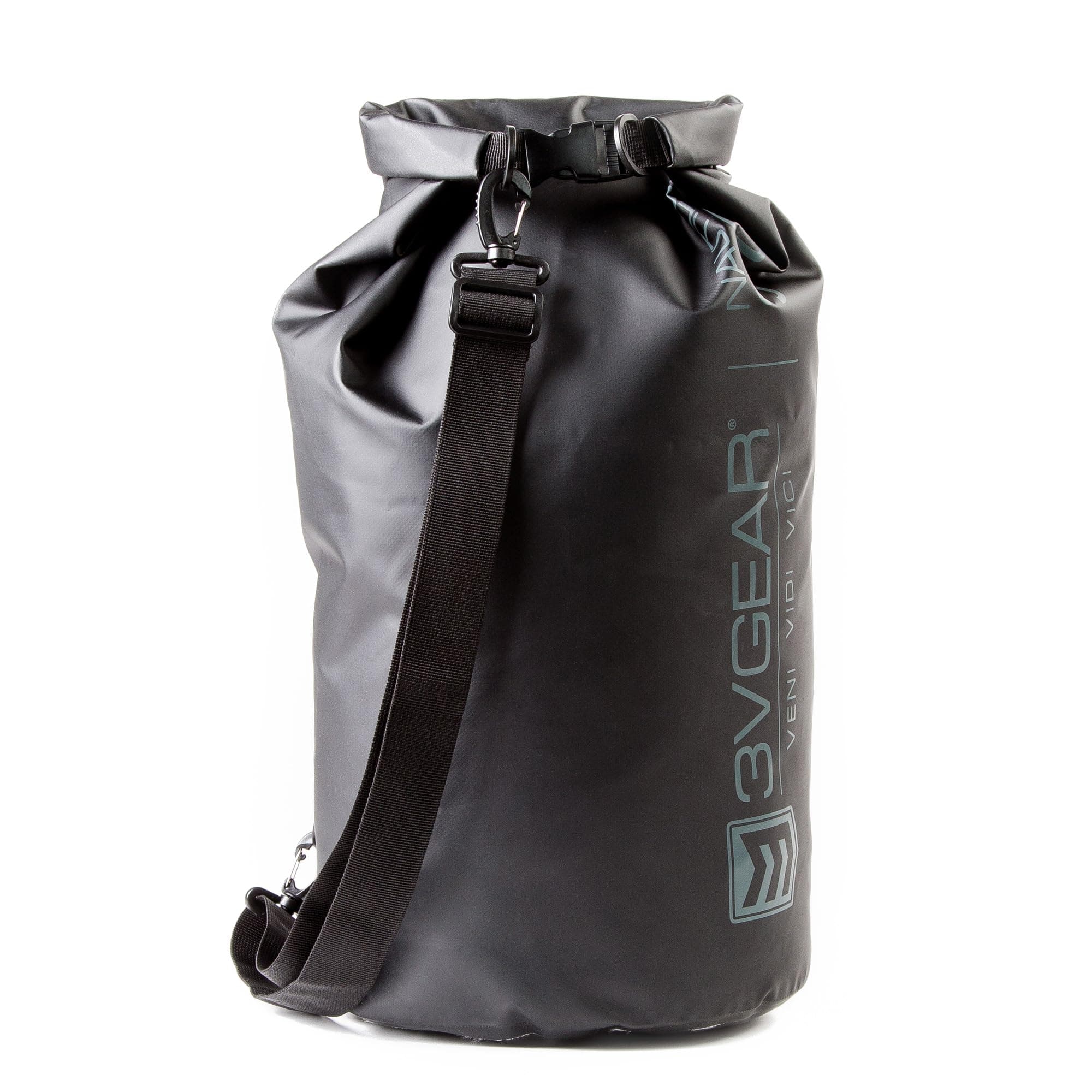 3VGEAR Nautilus Waterproof Dry Bag - 30L Heavy-Duty PVC Tarpaulin Waterproof Dry Bag with Removable Shoulder Strap, Roll-Top Closure, Sealed Seams - For Boating, Kayaking and Outdoors - Black