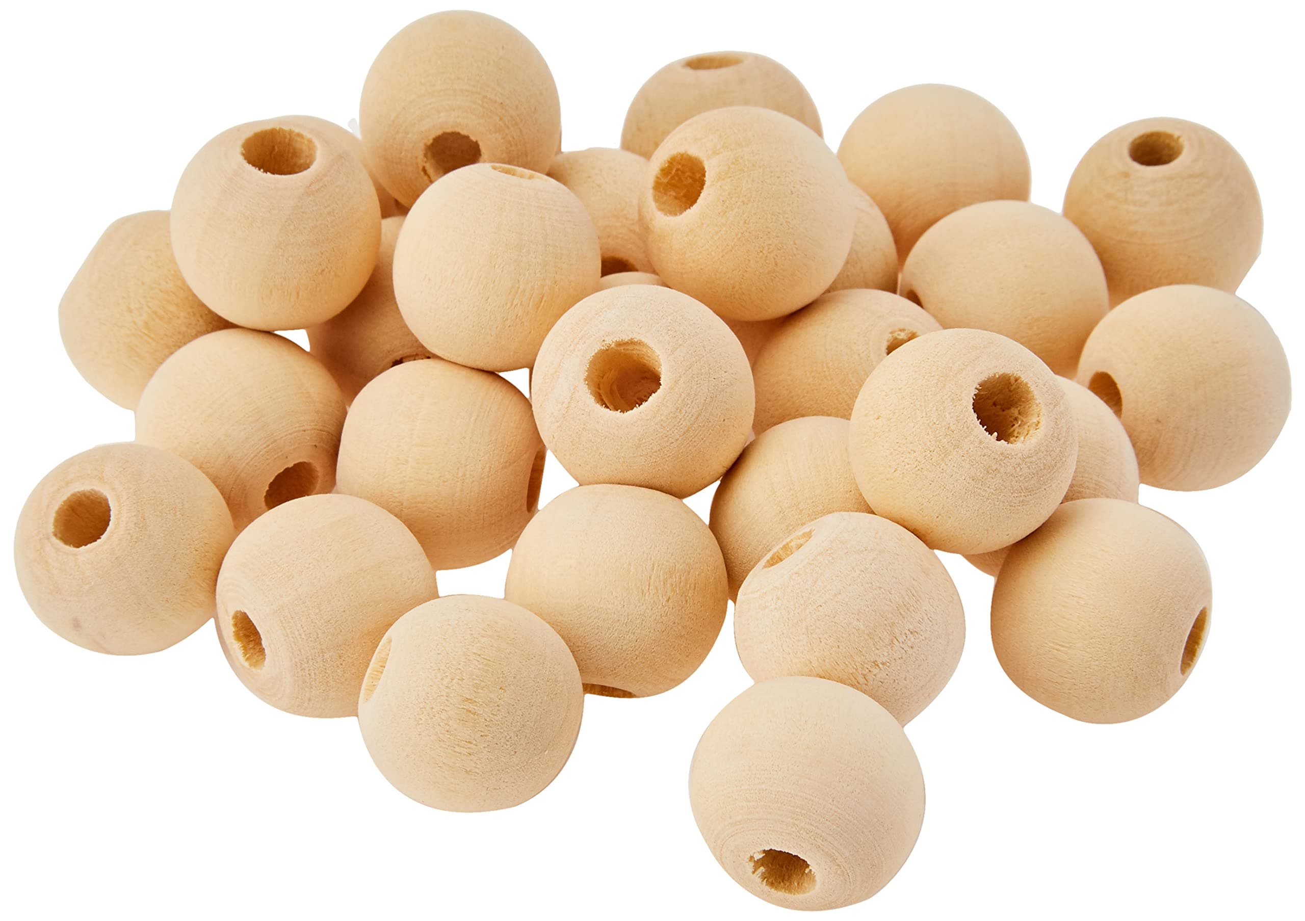30-Piece 20 mm Wooden Beads, Beige