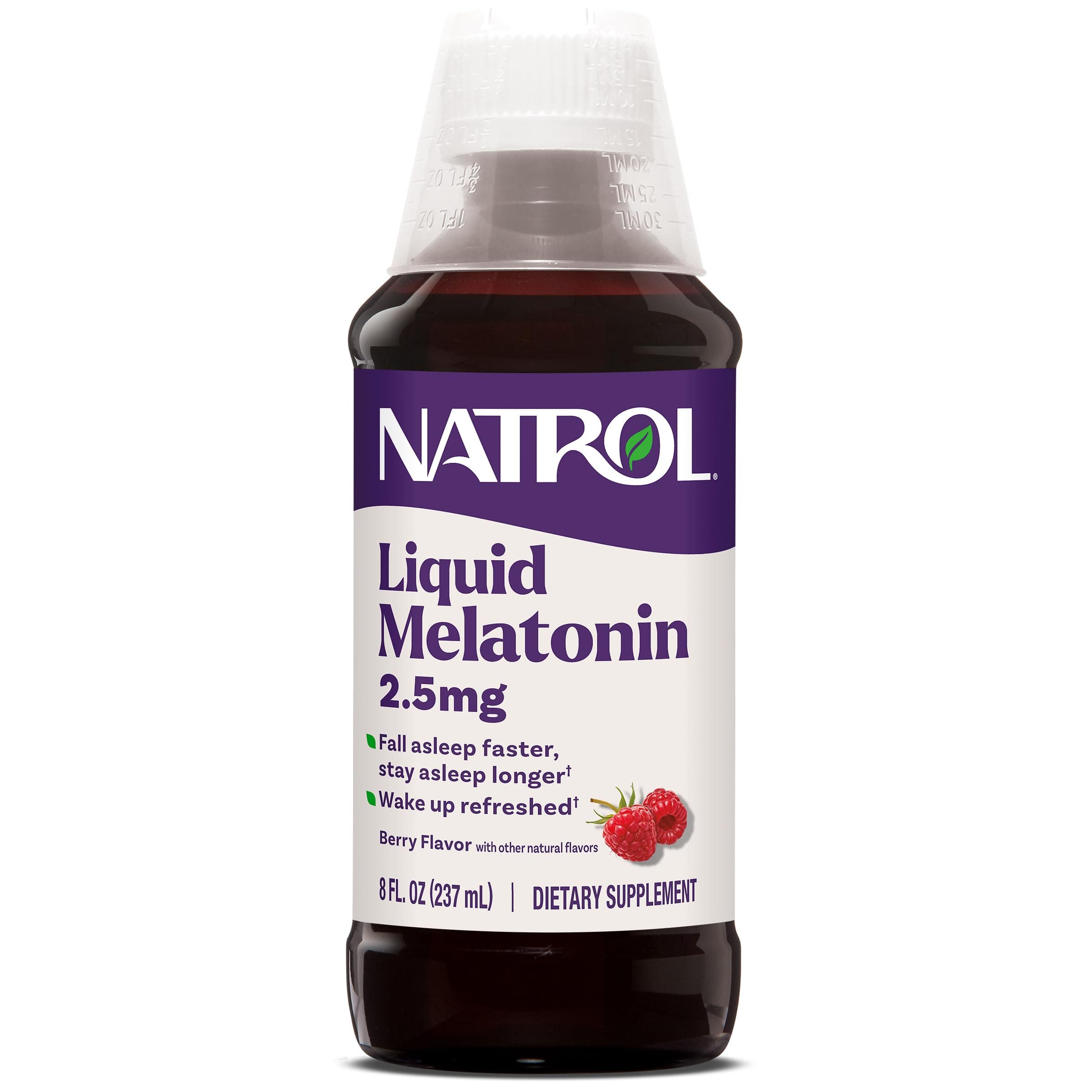 Liquid Melatonin 2.5 mg, Adult Melatonin Supplement to Fall Asleep Faster and Stay Asleep Longer, Wake Up Refreshed, 8 FL OZ Berry-Flavored Liquid, Up to a 23 Day Supply