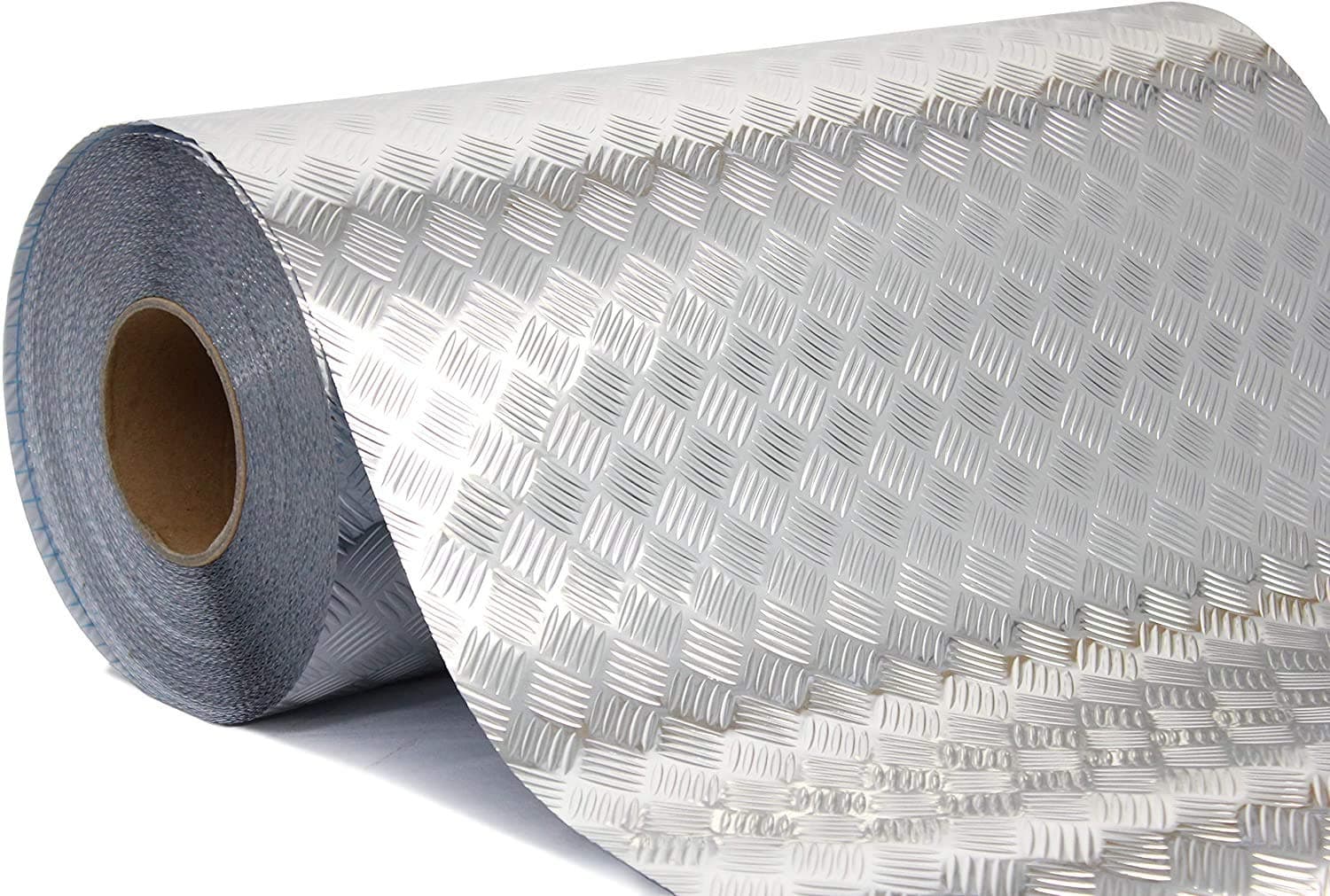 VViViD Metallic Industrial Diamond Plate Chrome Finish Self-Adhesive Vinyl Sheet Roll for Craft & Hobby Application (Silver 6ft x 17.8 Inch)