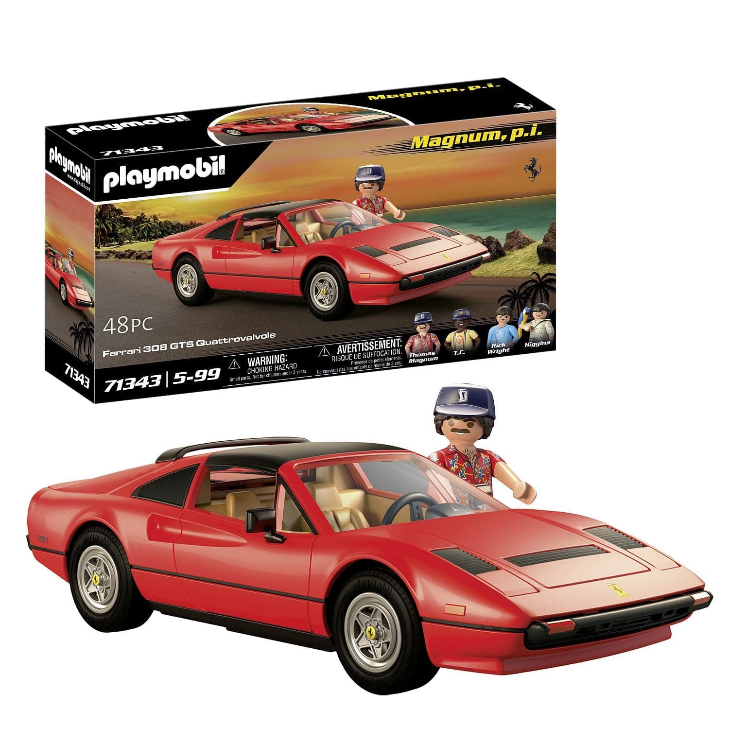 – 71343 Famous Cars Magnum, P.I. Ferrari 308 GTS Quattrovalvole, supercar, Collector's item for car enthusiasts, Toy for collectors and suitable for children ages 5+