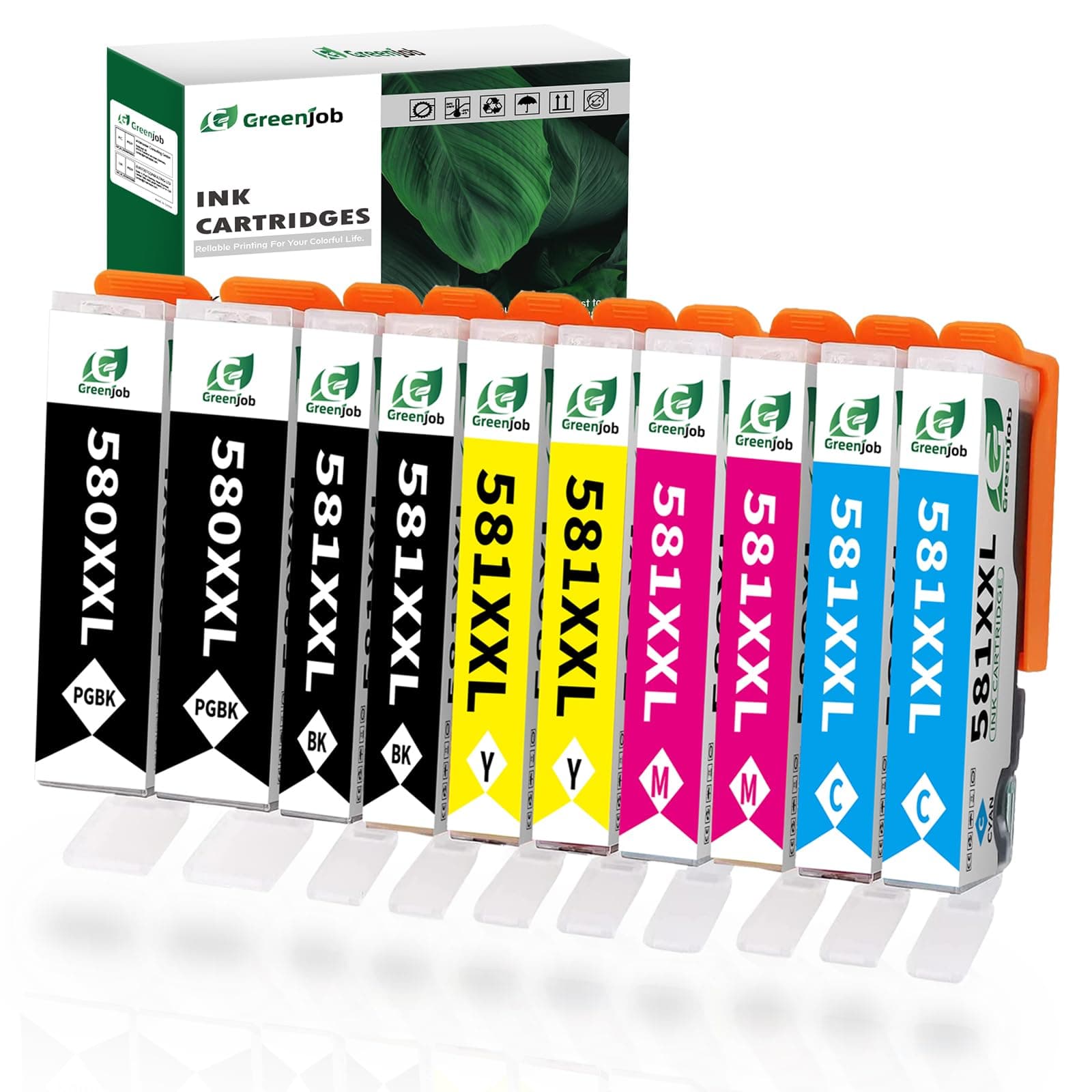 PGI-580XXL CLI-581XXL Compatible Ink Cartridges Replacement for Canon PIXMA TS6150 TS6151 TS6250 TS6251 TS6350 TS6351 TS705 TR7550 TS8150 TS8151 TS8250 TS8251 TR8550 TS9150 TS9550 (10-Pack)