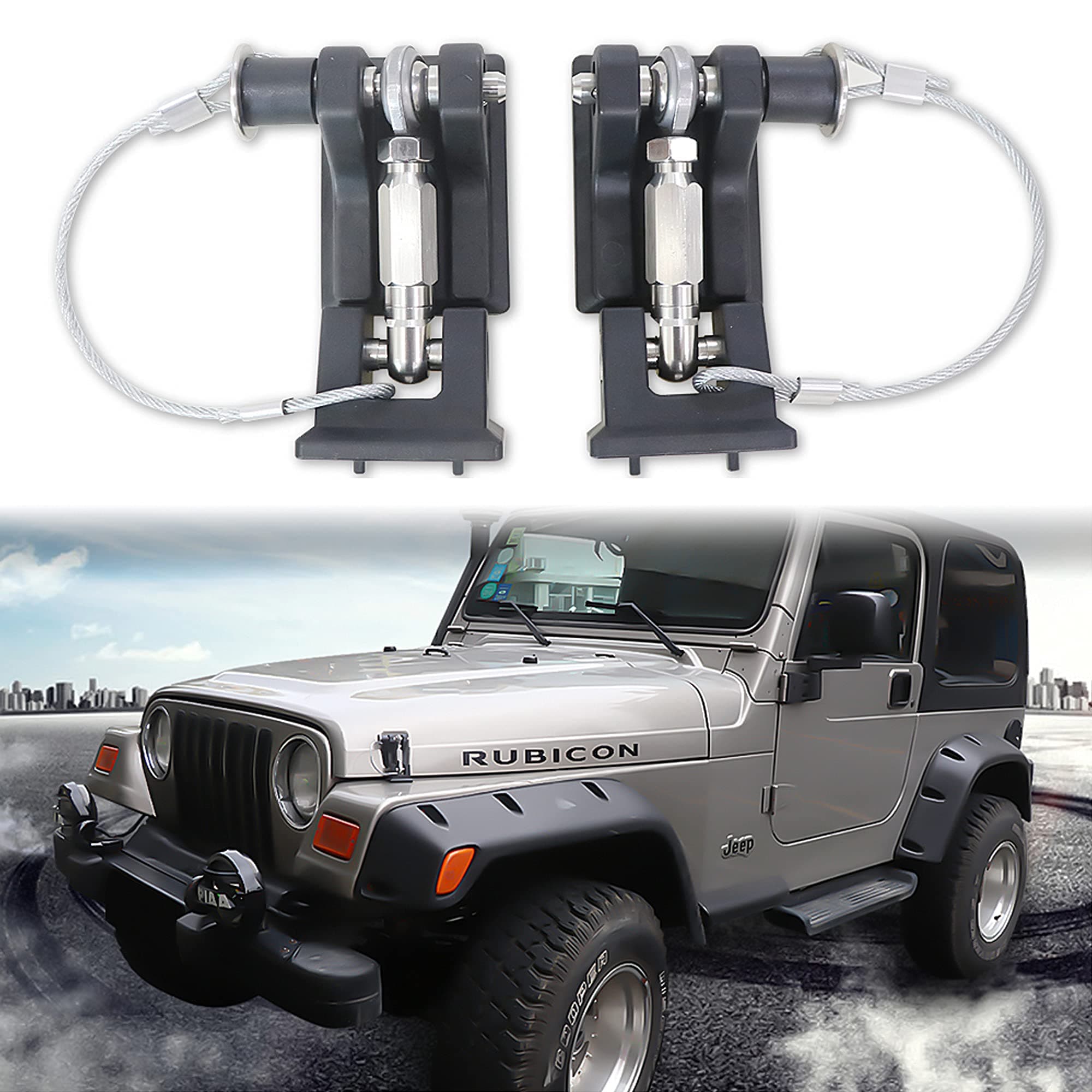 TJ Hood Latches for Jeep Wrangler, Locking Hood Latch Lock for 1997-2006 Jeep Wrangler TJ Accessories, Anti-Theft, Eliminate Hood Flutter Bounce,1Pair