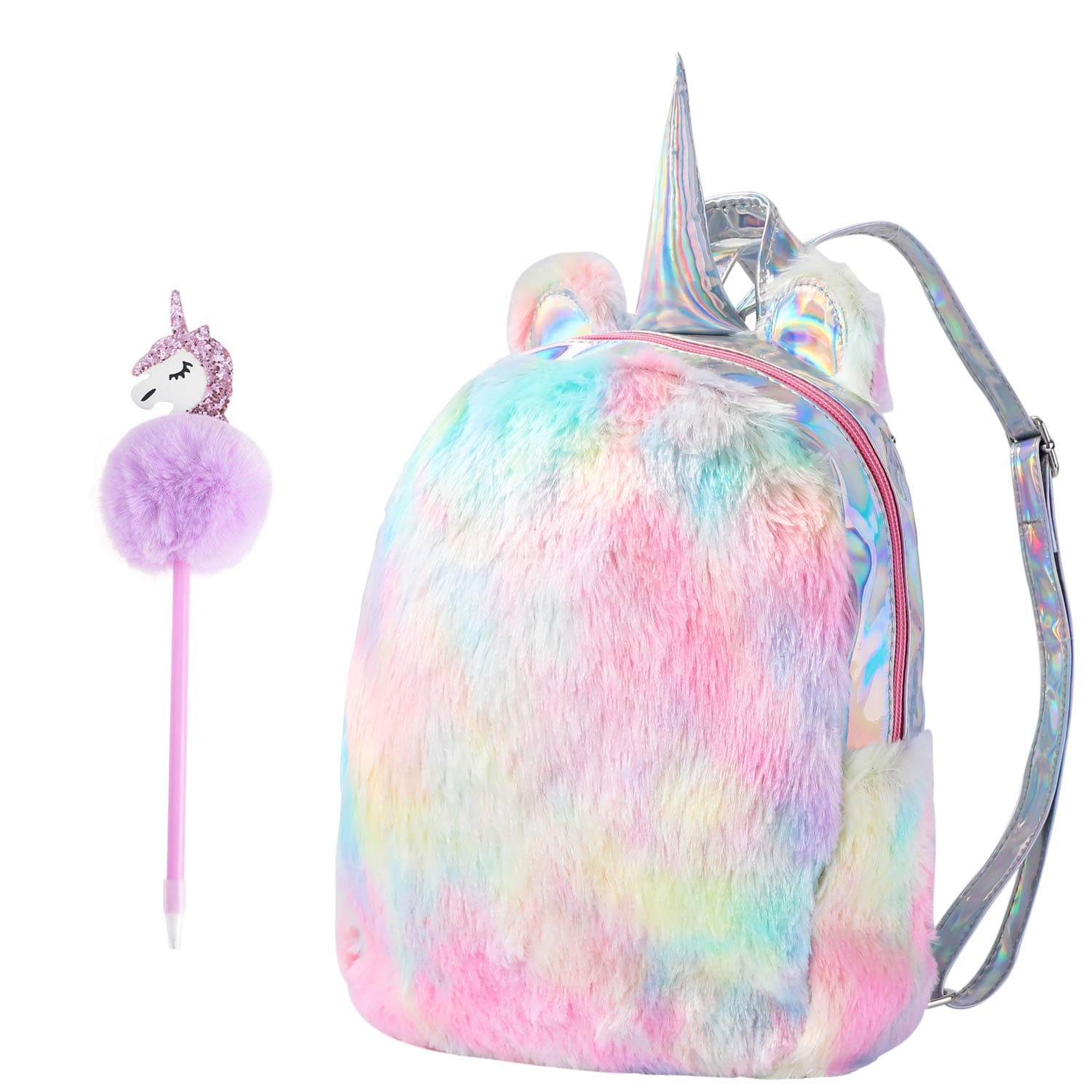 Yorki Girls Plush MINI Unicorn Backpack Fashion,Shool Women Unicorn Bag Travel,Cute Bookbag For Unicorn Party Supplies- multicolour