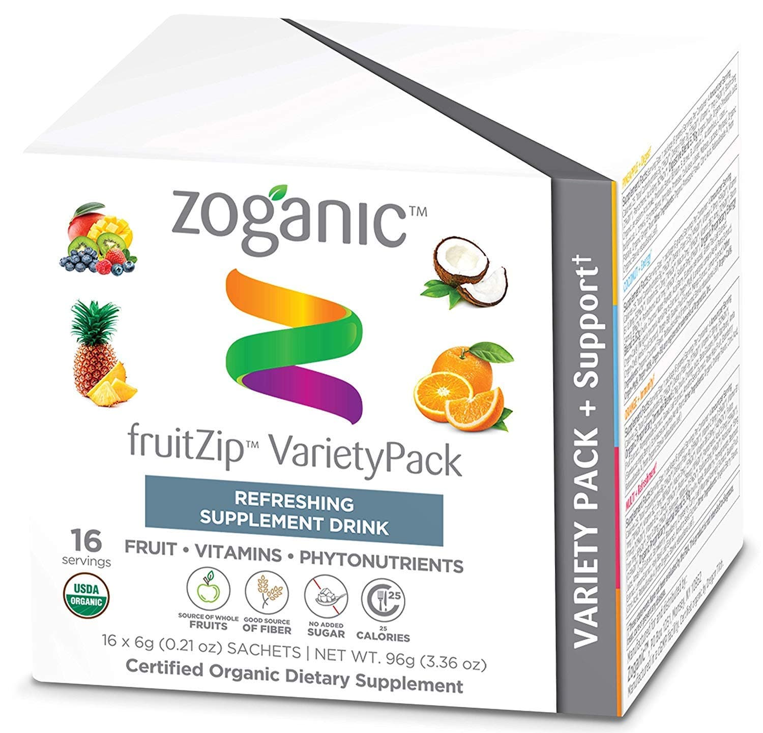 Organic Herbal Supplement Drink Mix - Daily Multi Vitamin, Energy, Digest and Immune Support, Pure Fruit Extract, Variety Pack-16 Packets