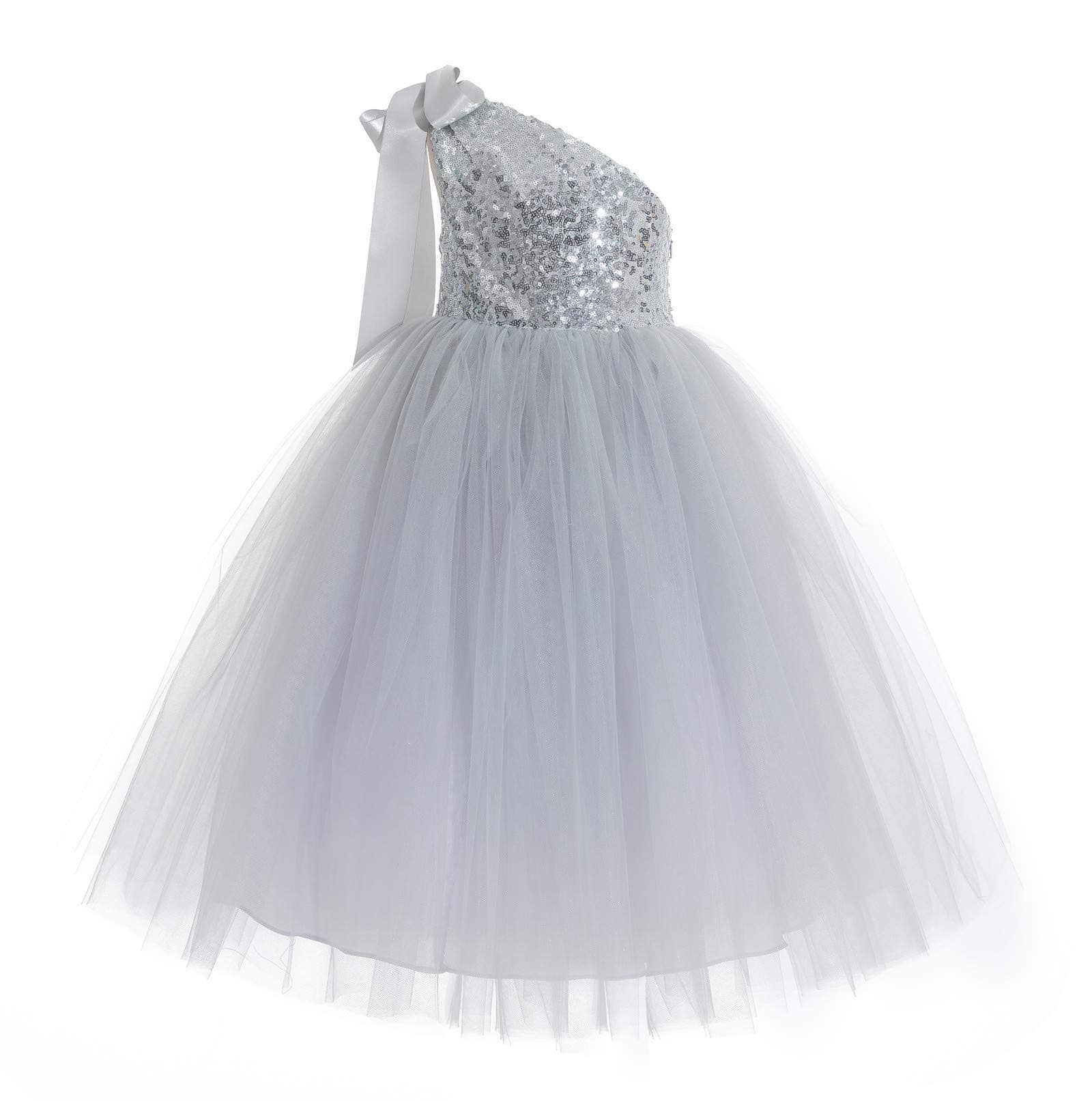 ekidsbridal One-Shoulder Sequin Tutu Flower Girl Dress Corset Dress Wedding Pageant Dresses Ball Gown Tutu Dresses