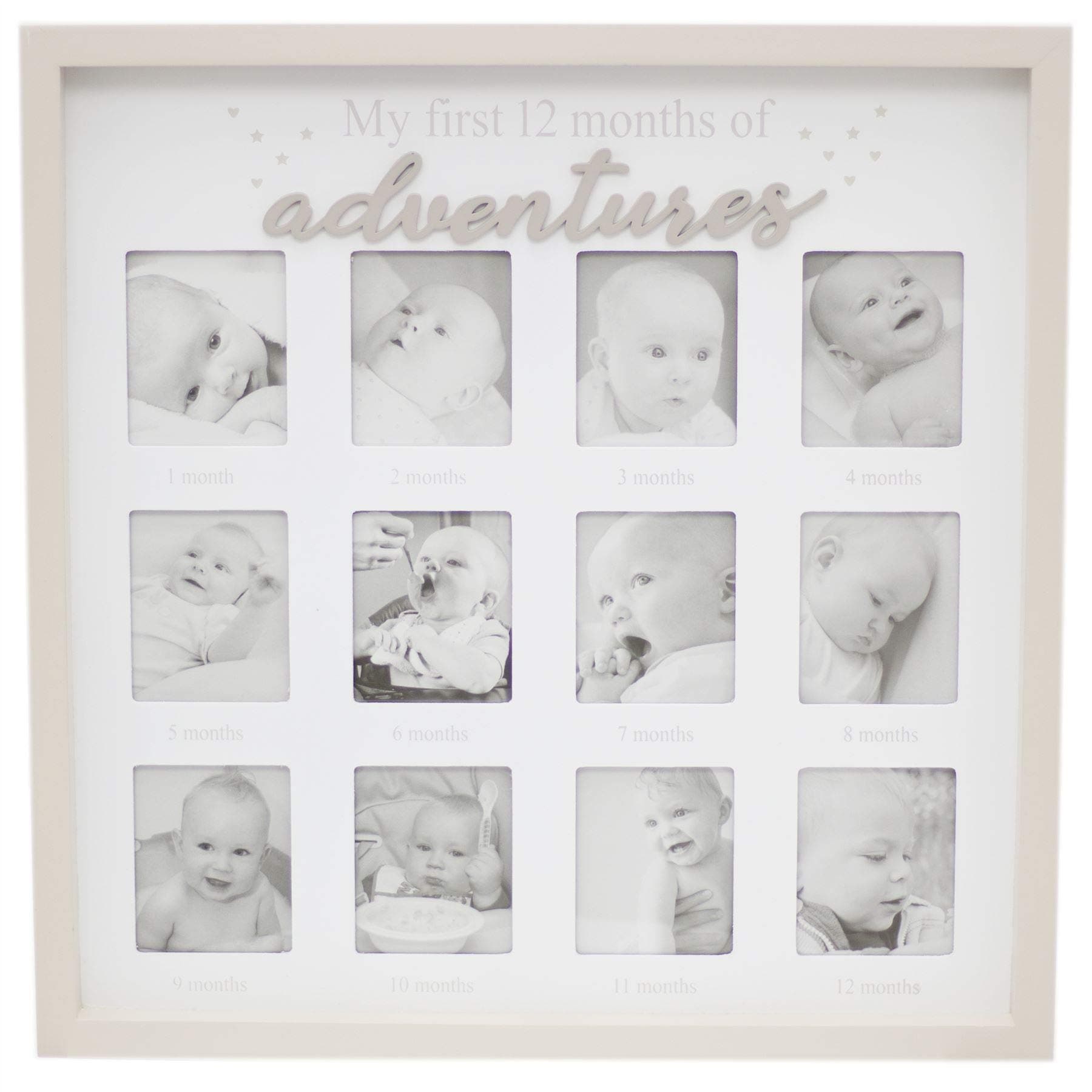 Baby My First Year Photo Frame | 12 Aperture Multi Picture Frame | Newborn Babies Memories Keepsake Photo Collage
