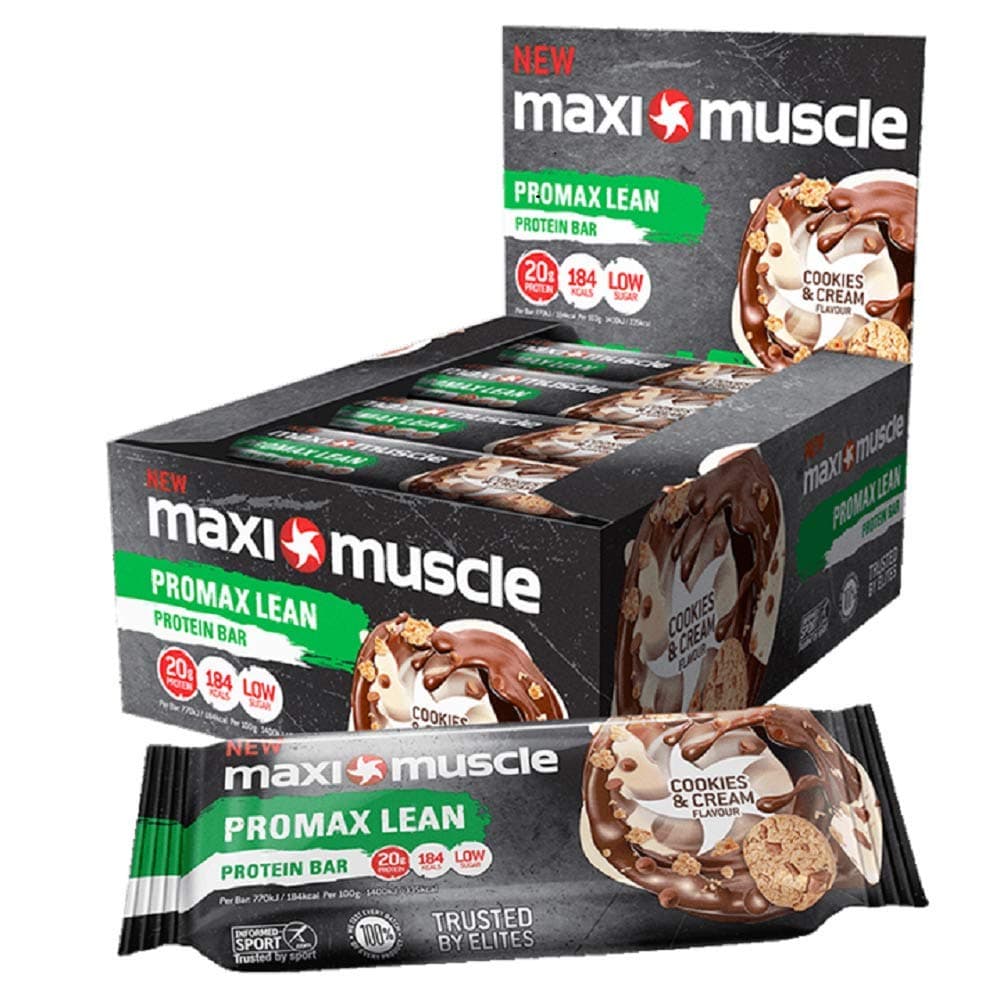 Maximuscle Promax Lean High Protein Bar, Cookies and Cream, 55 g, Pack of 12