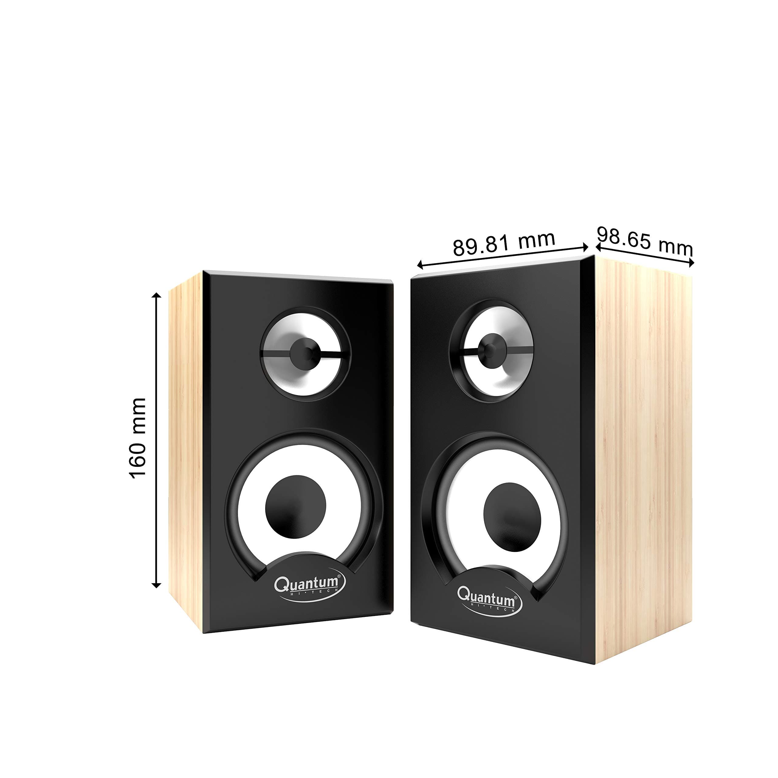 Quantum QHM636 Portable Laptop/Desktop USB Powered Multimedia Wooden Speaker with AUX Input (Wooden)