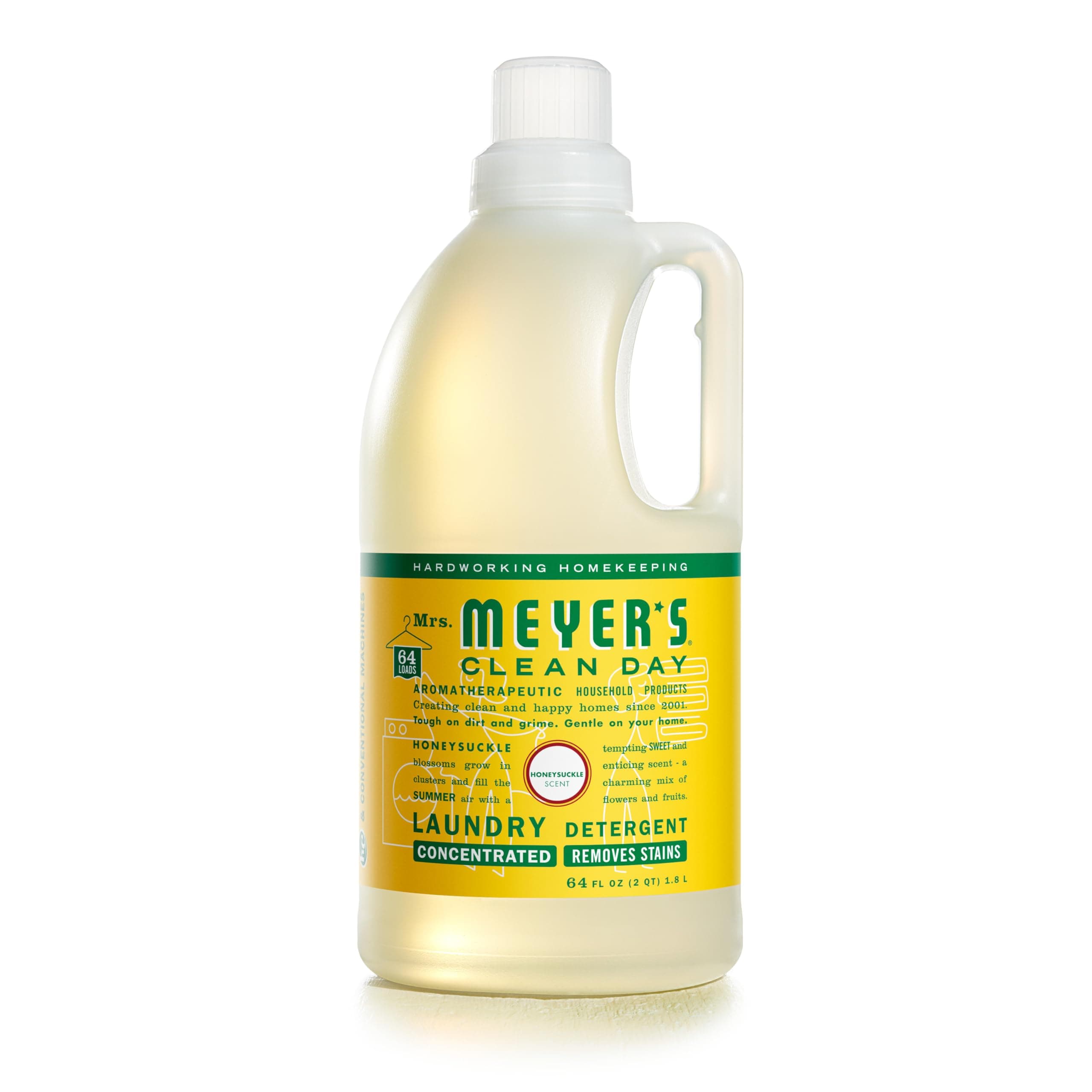 MRS MEYERS 64 Load Laundry Detergent, Honeysuckle, 64.0 Fluid Ounce by Mrs. Meyers
