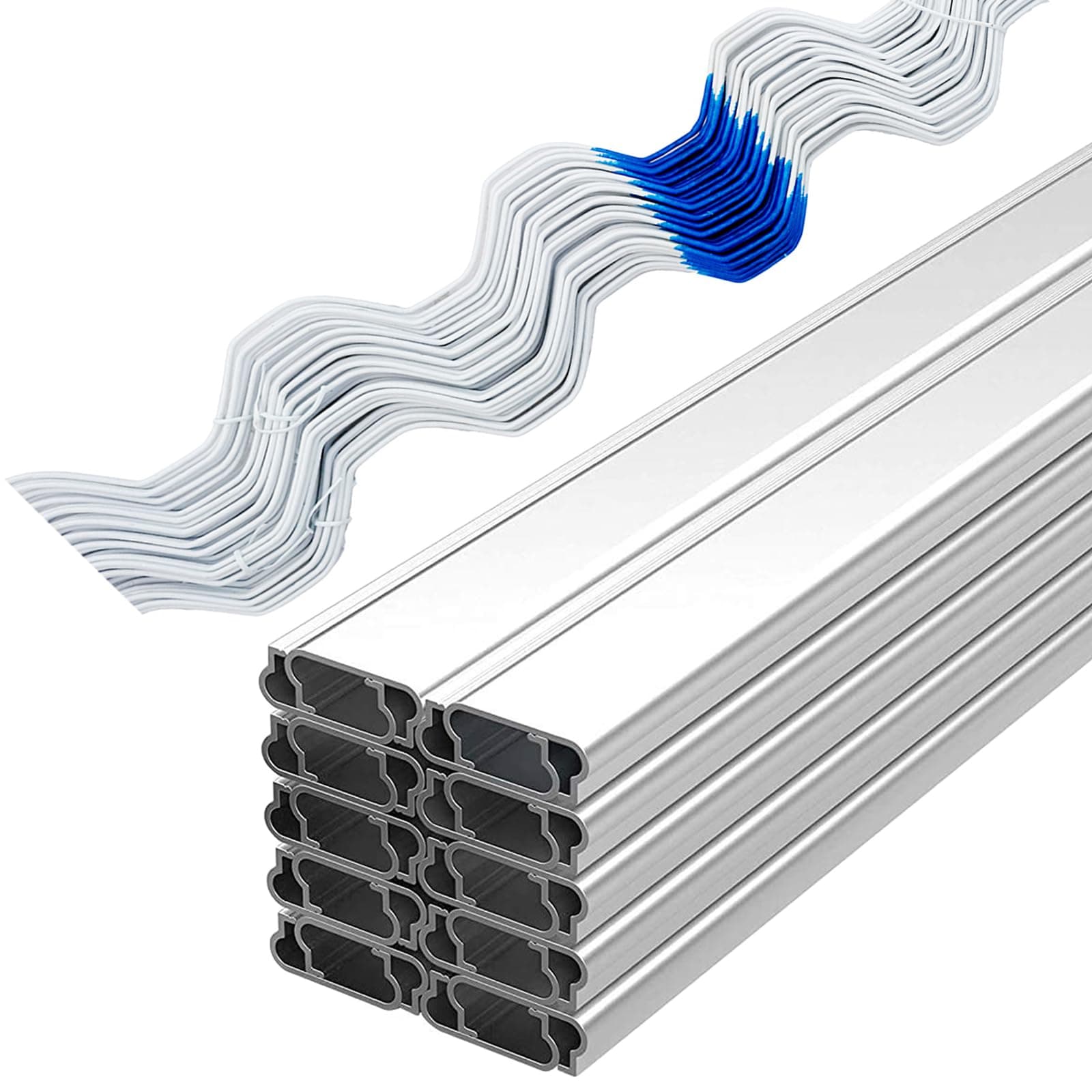 Greenhouse Spring Wire & Lock Channel Kit - 10 Sets, 6.56 ft PVC Coated Wire & Rustproof Aluminum U-Channel, Greenhouse Frame Kit for Plastic or Shade Cloth Attachment