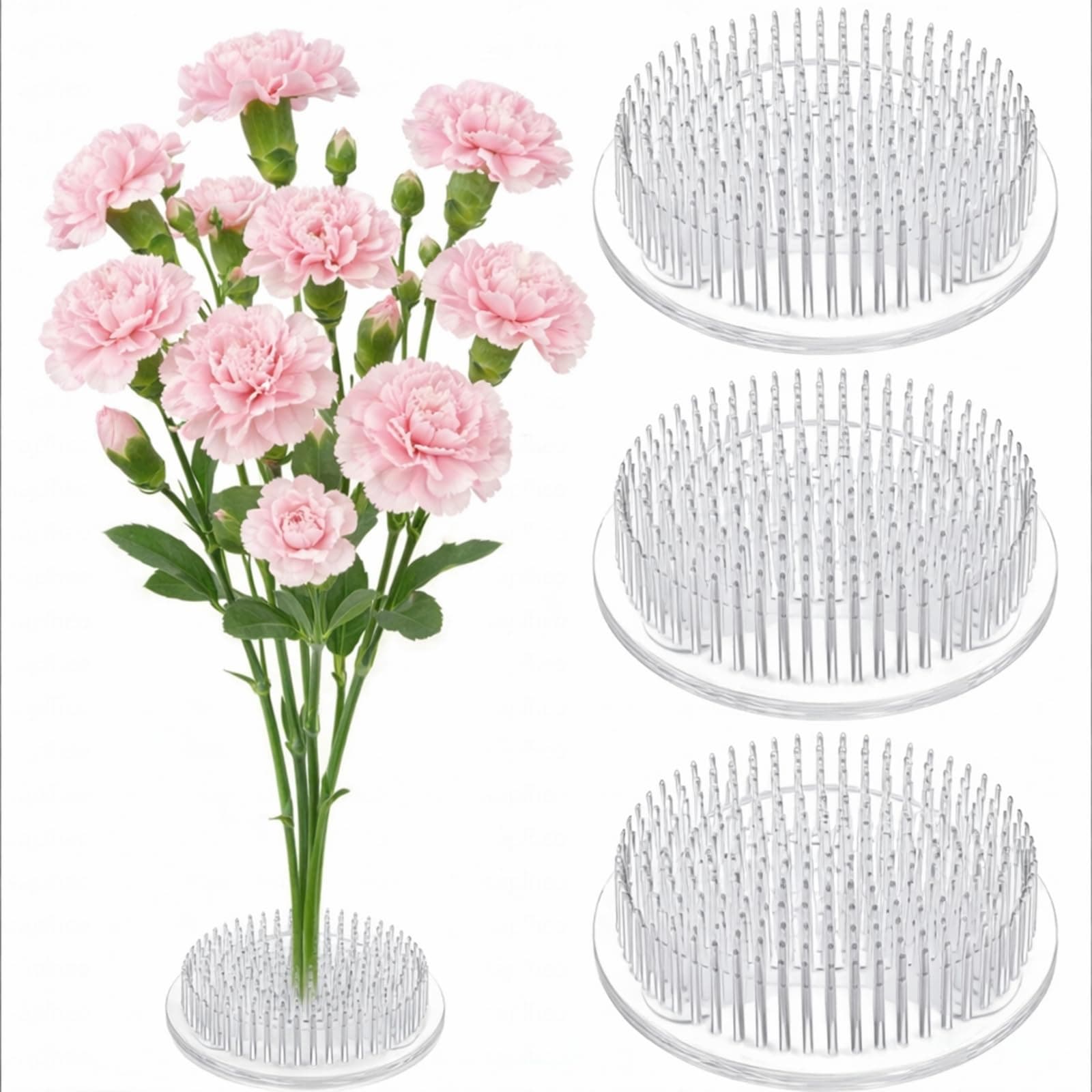 Waydress 4 Pcs 2.8 Inch Plastic Flower Frog Flower Pins Floral Frog for Arrangements Vase Japanese Floral Arrangement for Plant Decoration, Summer Activity, Wedding Decoration (Clear)